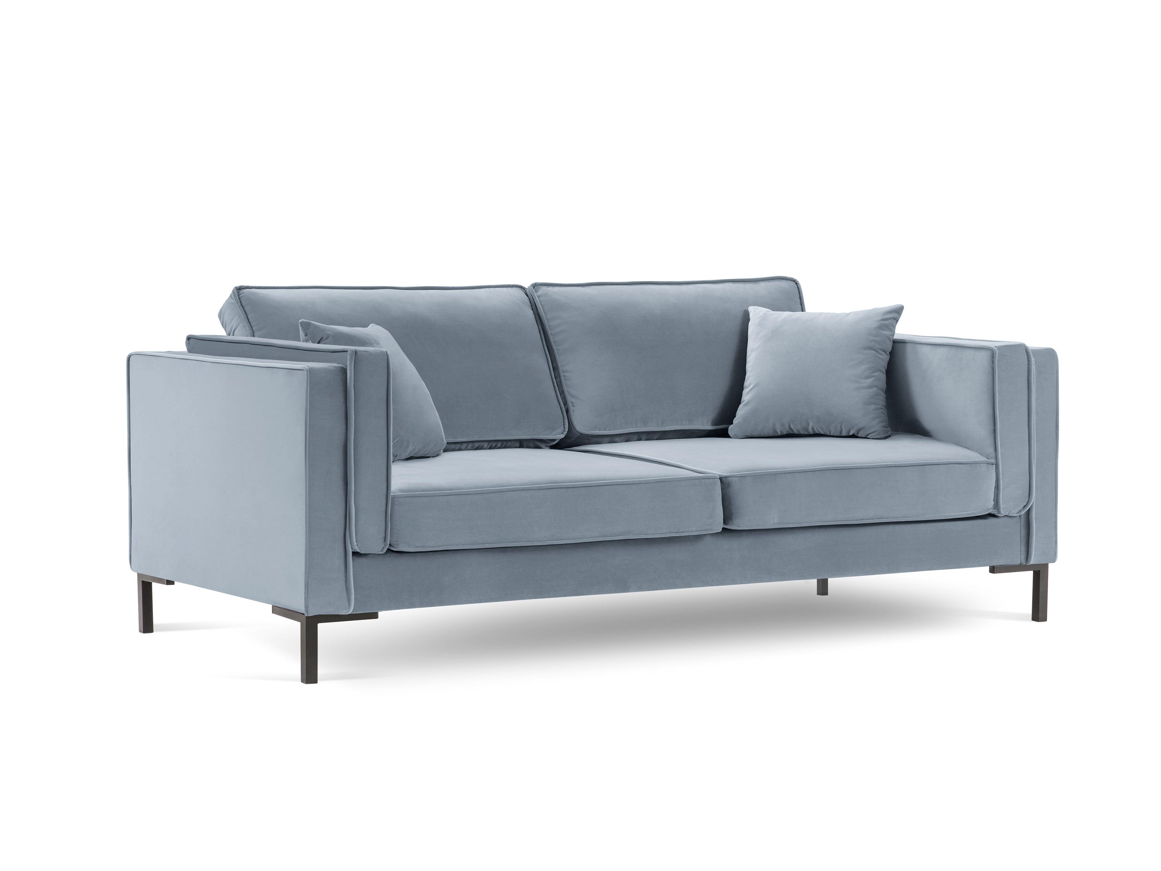 Sofa aksamitna 4-osobowa LUIS jasnoniebieski z czarną podstawą Milo Casa Eye on Design