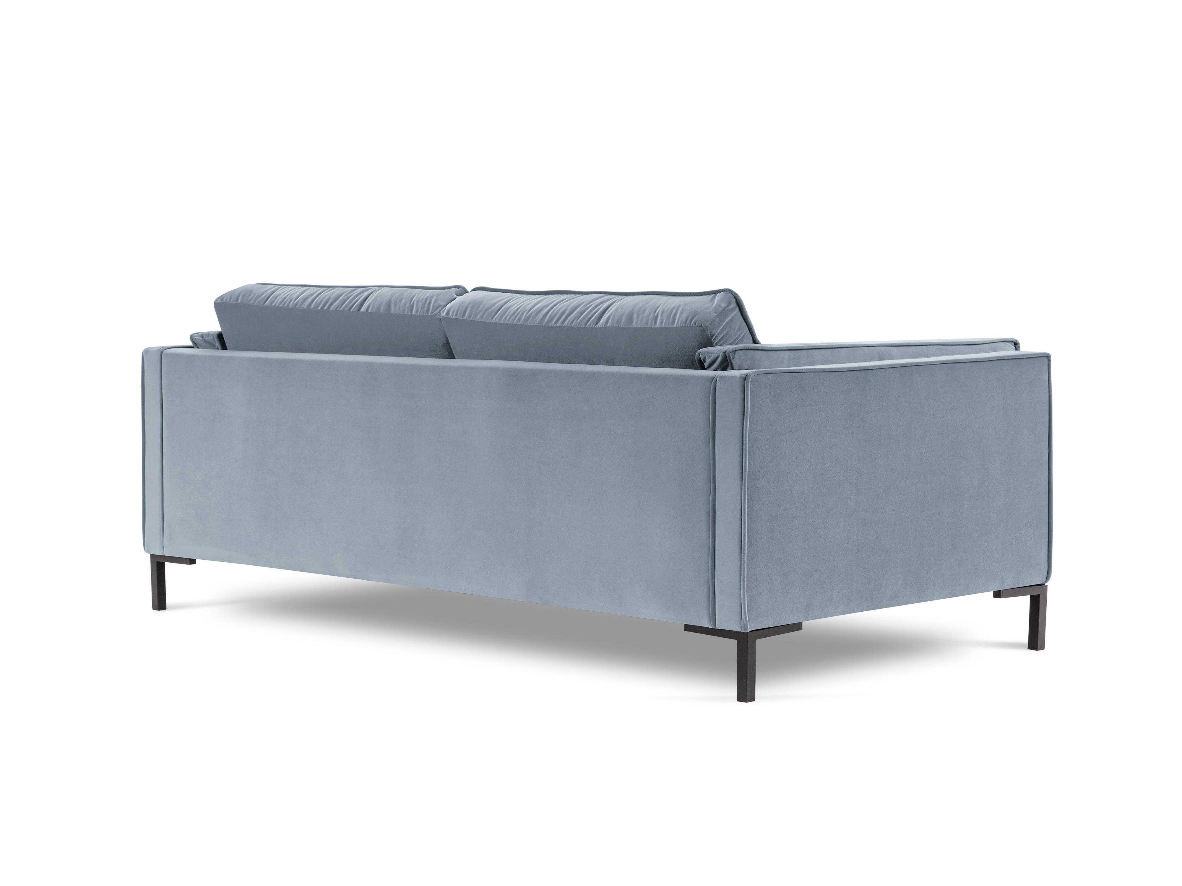 Sofa aksamitna 4-osobowa LUIS jasnoniebieski z czarną podstawą Milo Casa Eye on Design