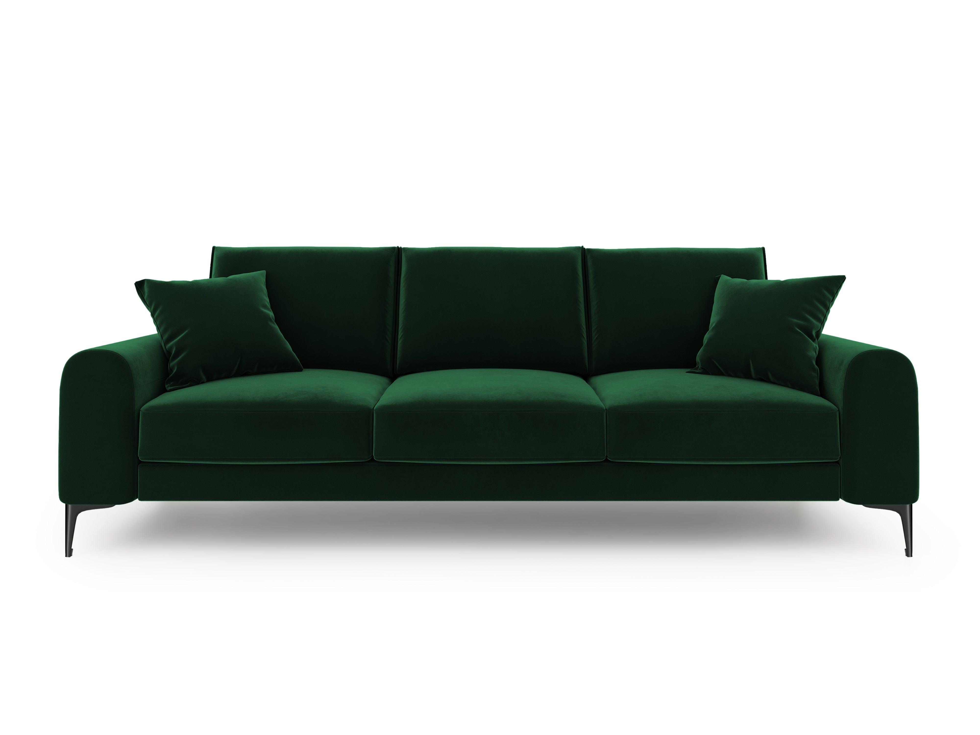Sofa aksamitna 4-osobowa MADARA butelkowa zieleń z czarną podstawą Mazzini Sofas Eye on Design