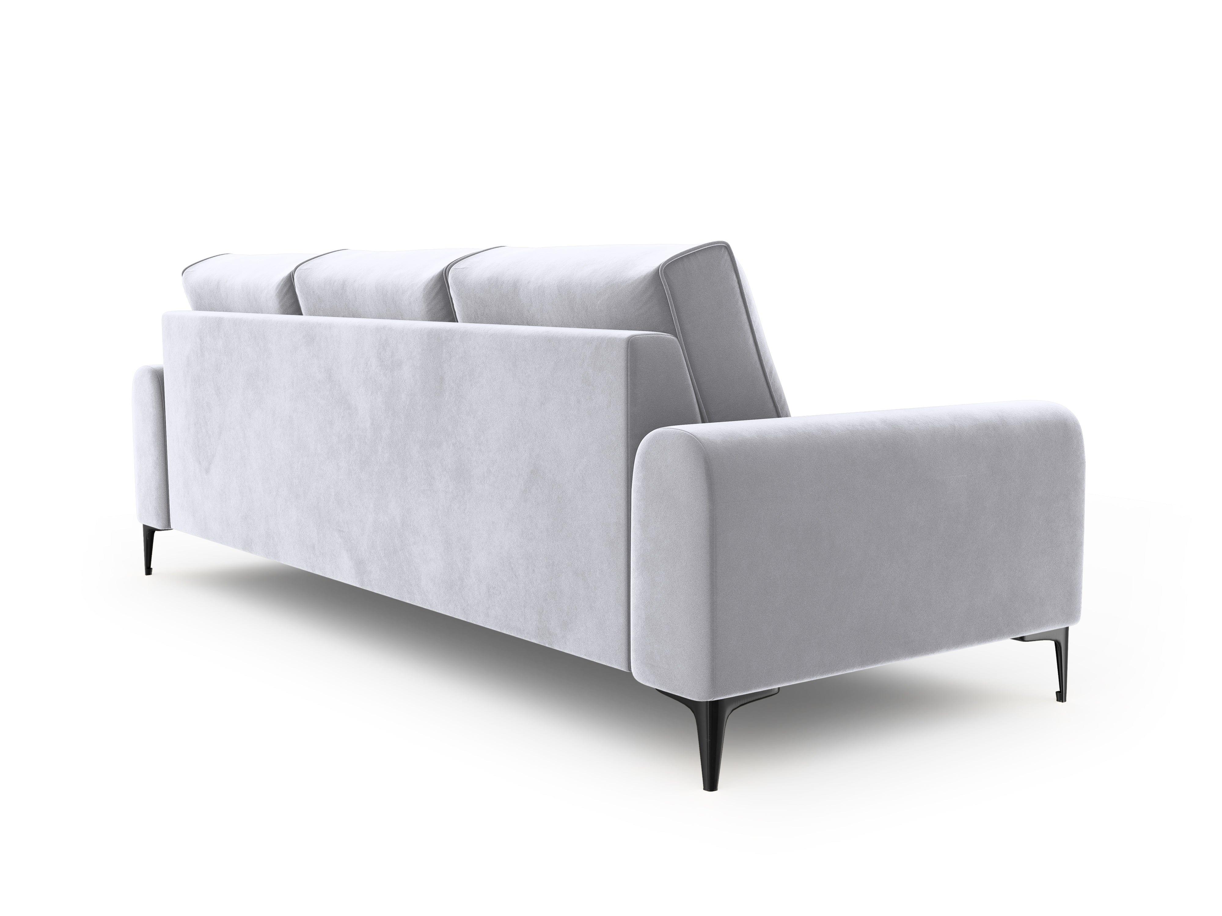 Sofa aksamitna 4-osobowa MADARA srebrny z czarną podstawą Mazzini Sofas Eye on Design