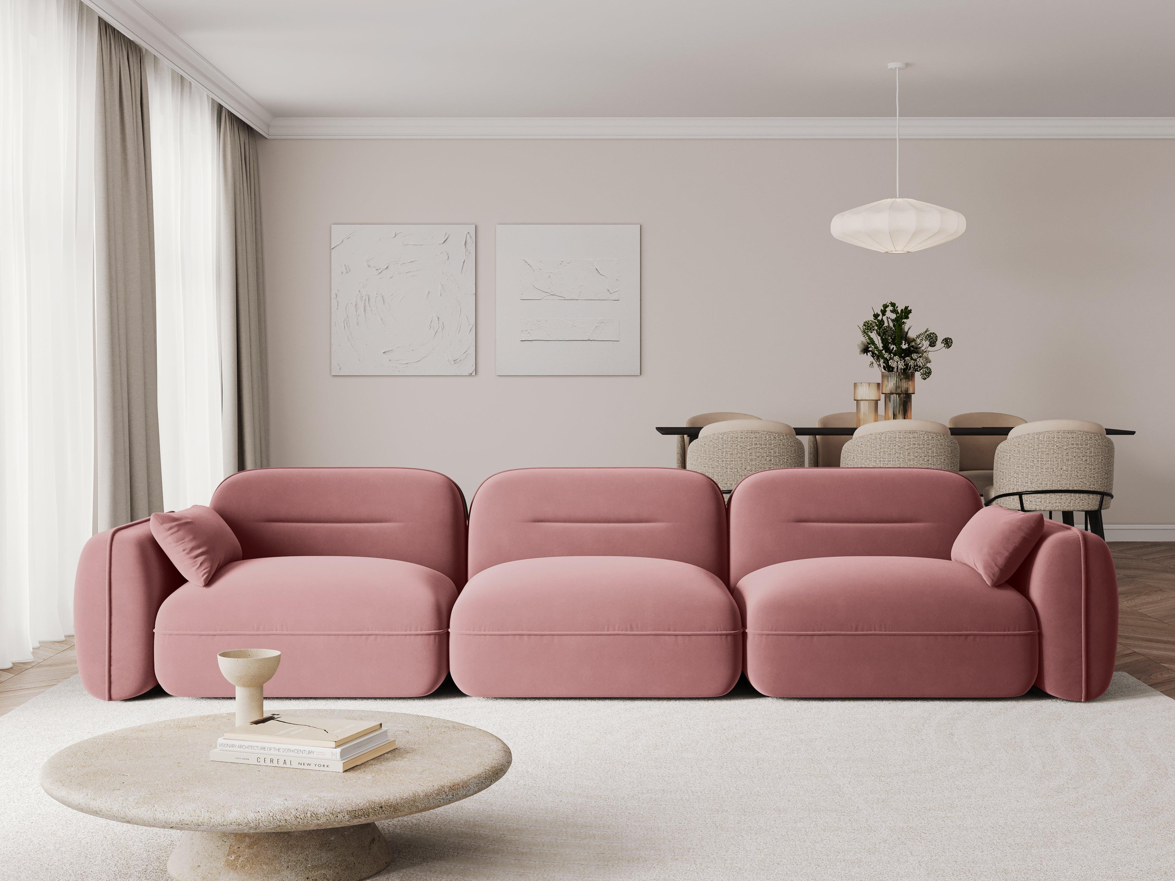Sofa aksamitna 4-osobowa SYDNEY łososiowy do salonu