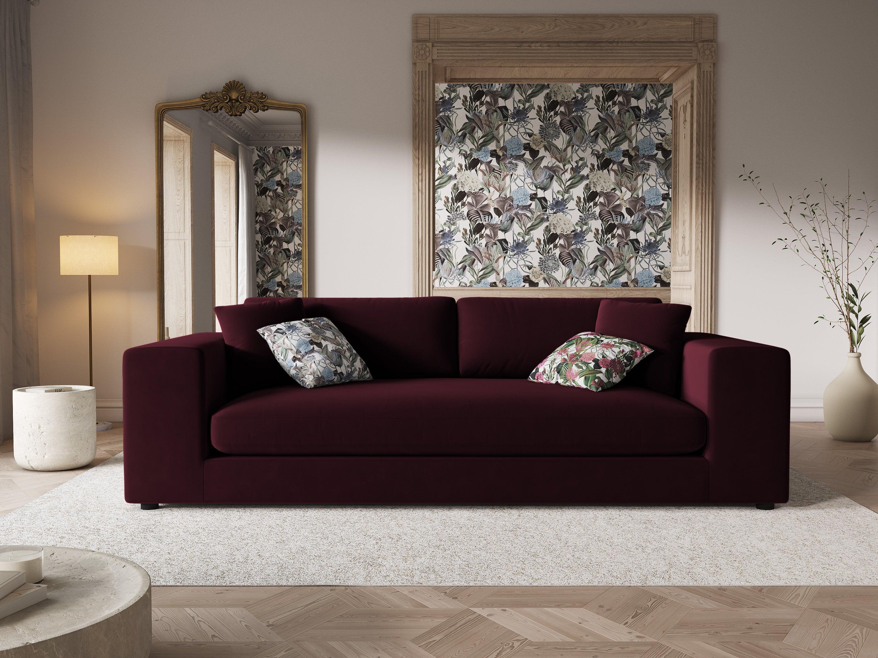 Sofa aksamitna 4-osobowa TENDANCE burgundowy CXL by Christian Lacroix Eye on Design