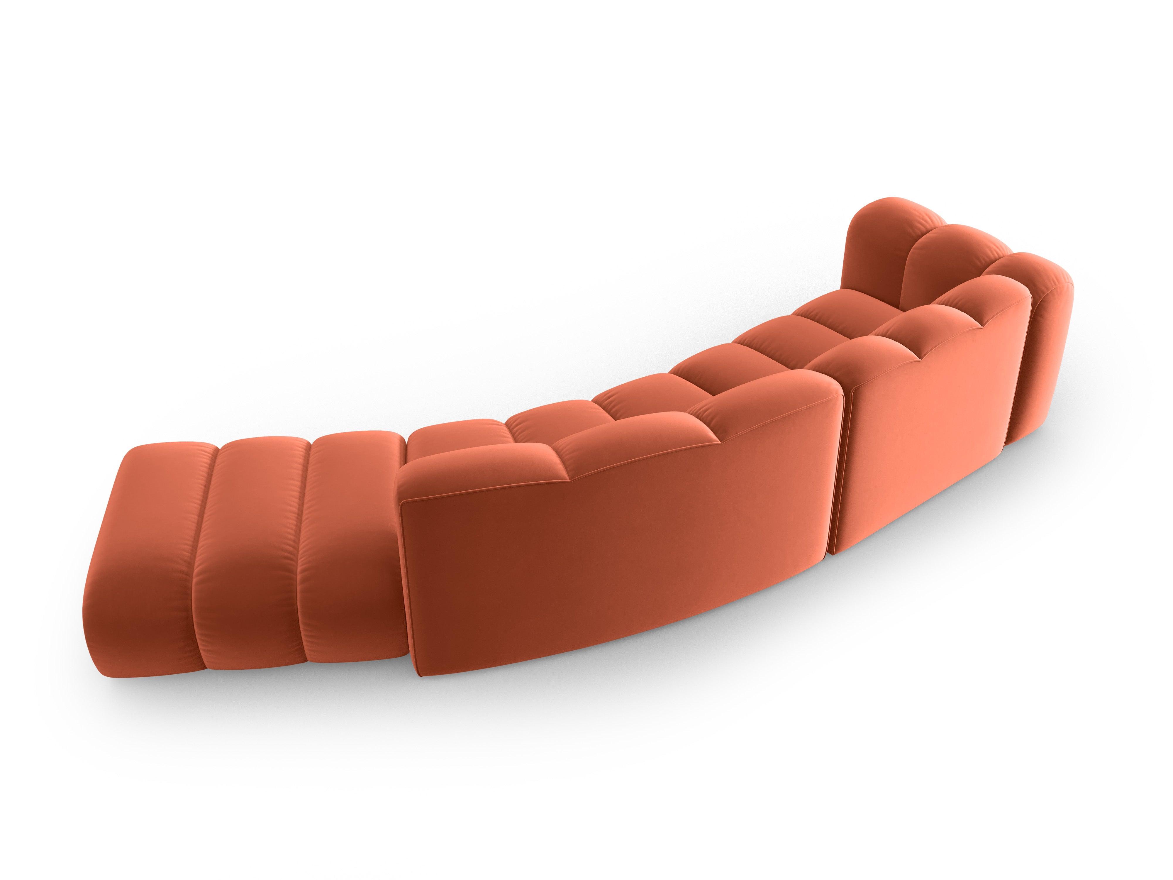 Sofa aksamitna 5-osobowa prawostronna SKYLER koralowy Interieurs 86 Eye on Design