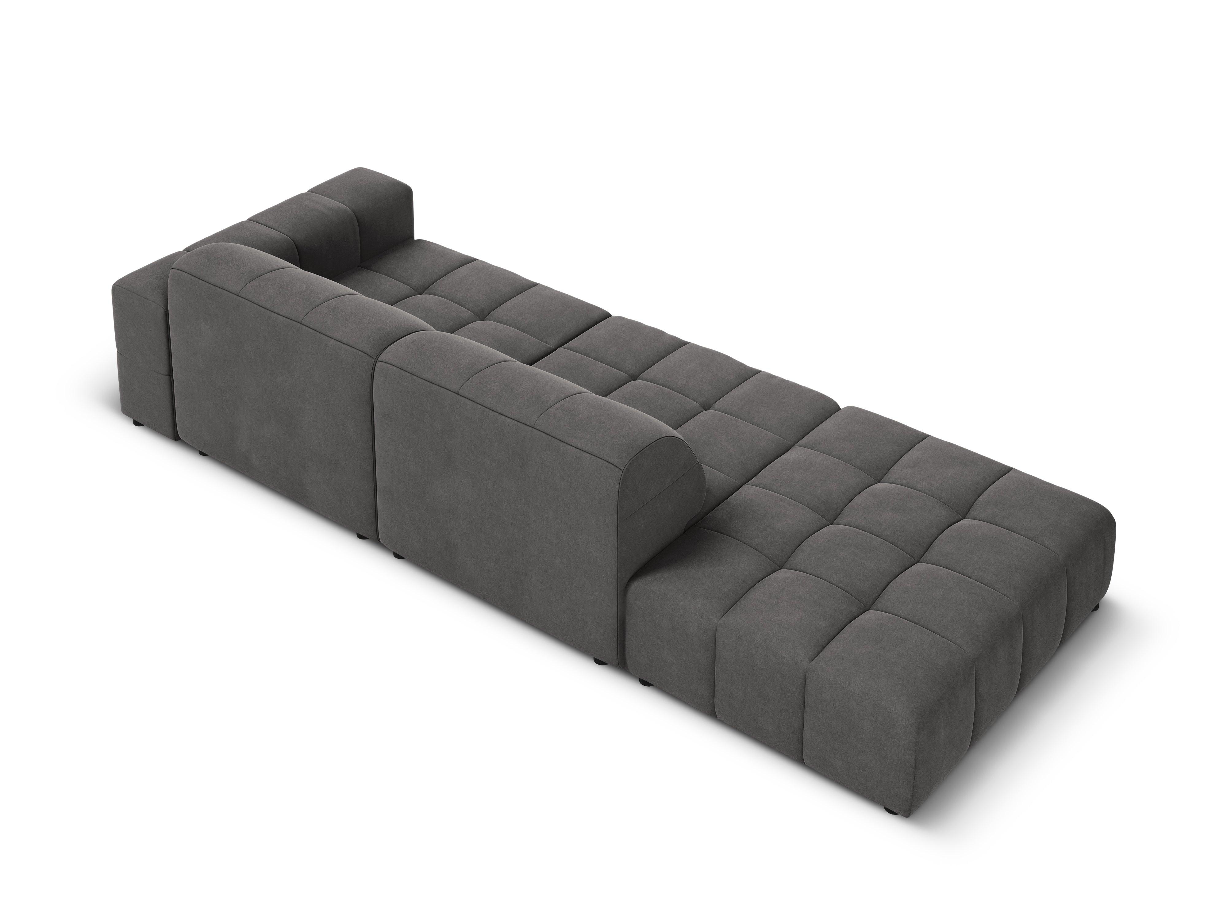 Sofa aksamitna lewostronna 3-osobowa CHICAGO ciemnoszary Cosmopolitan Design Eye on Design