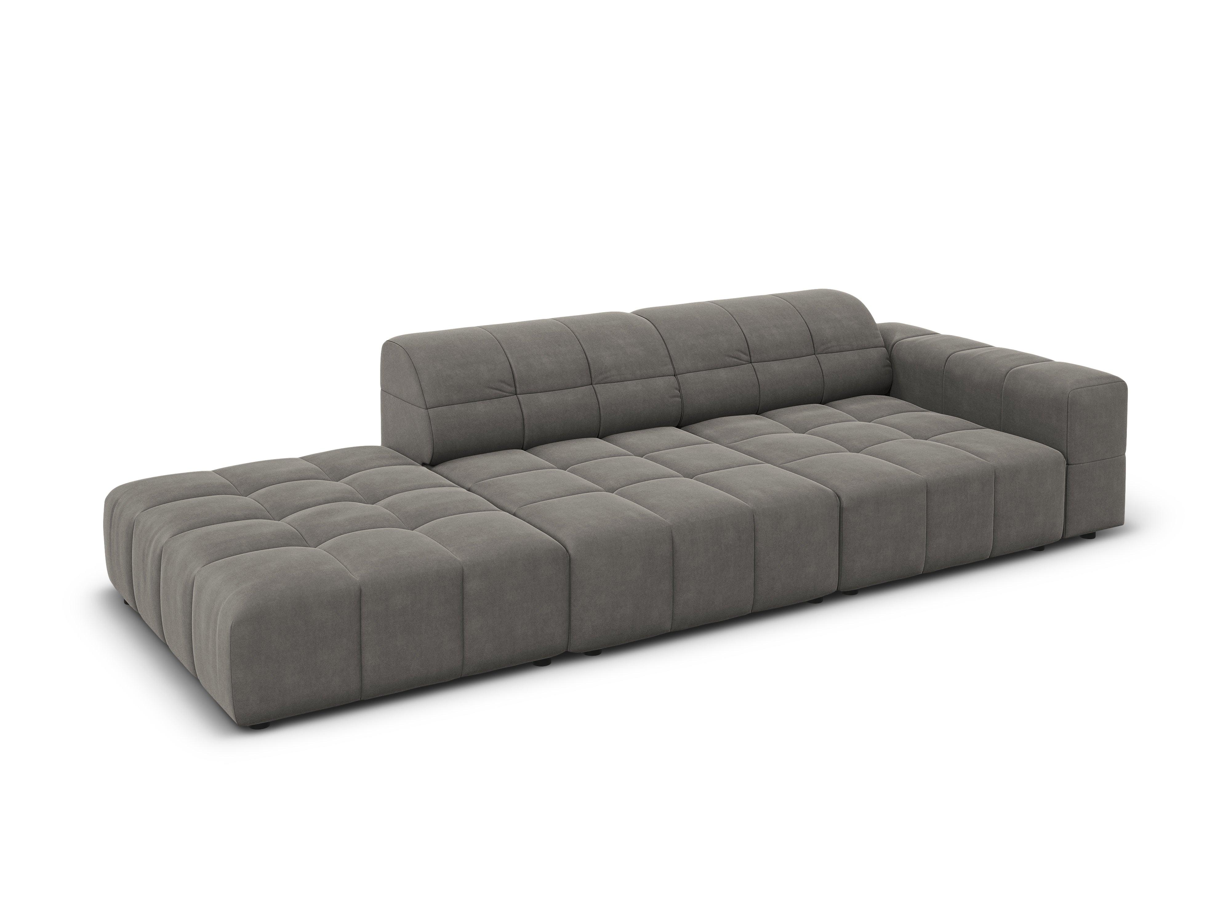 Sofa aksamitna lewostronna 3-osobowa CHICAGO szary Cosmopolitan Design Eye on Design