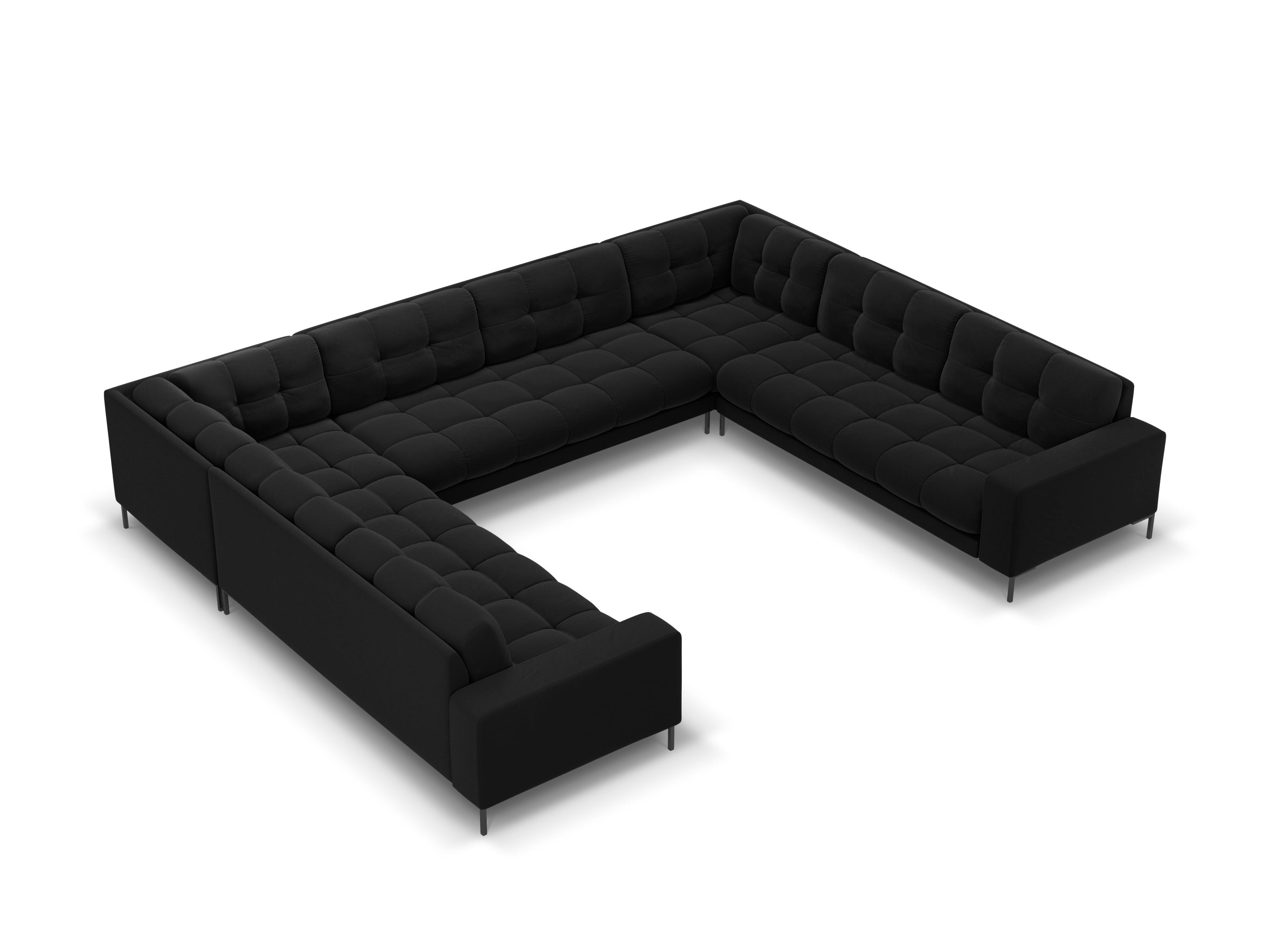 Sofa aksamitna panoramiczna 9-osobowa BALI czarny z czarną podstawą Cosmopolitan Design Eye on Design
