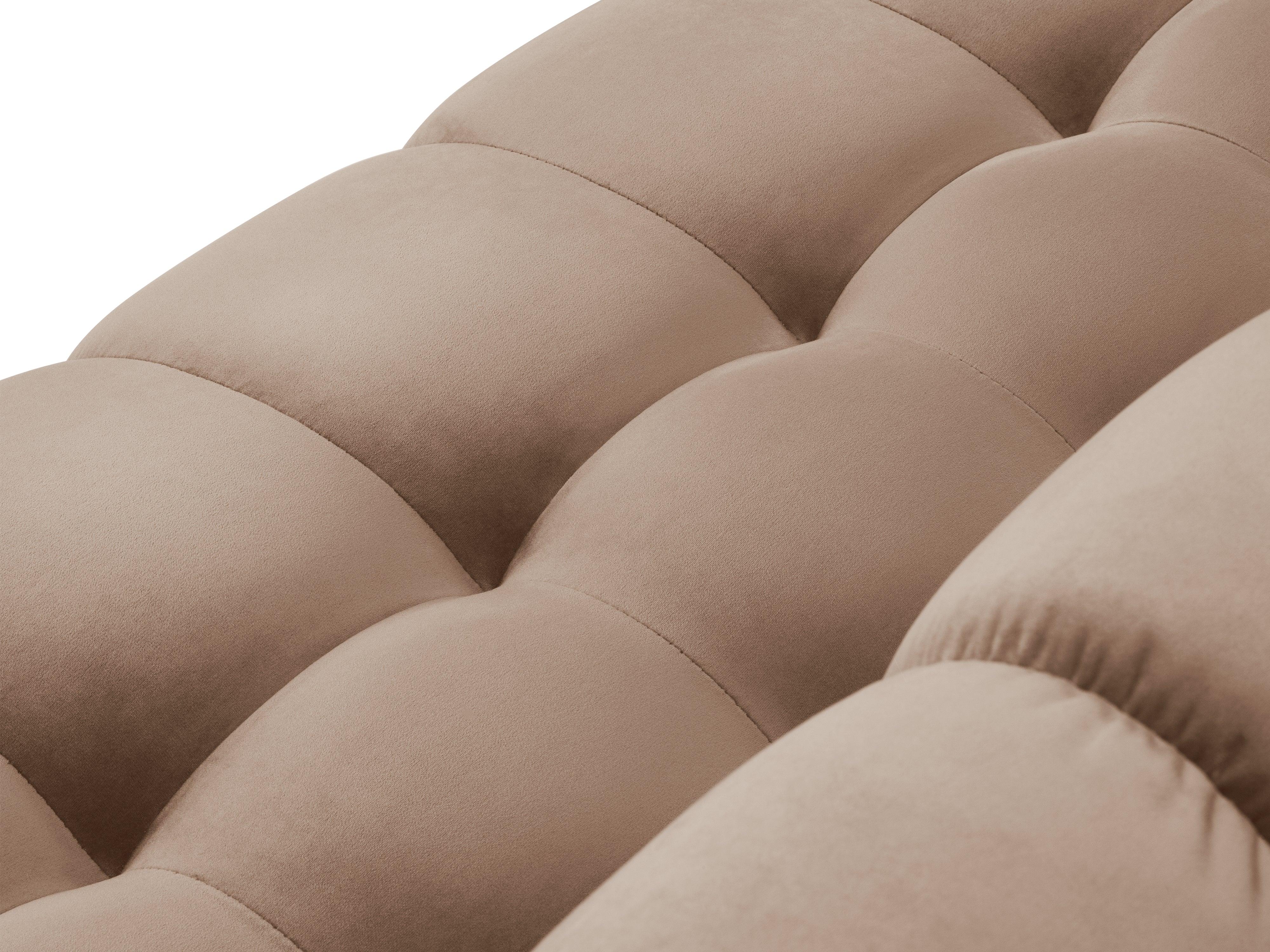Sofa aksamitna panoramiczna lewostronna 7-osobowa BALI beżowy ze złotą podstawą Cosmopolitan Design Eye on Design