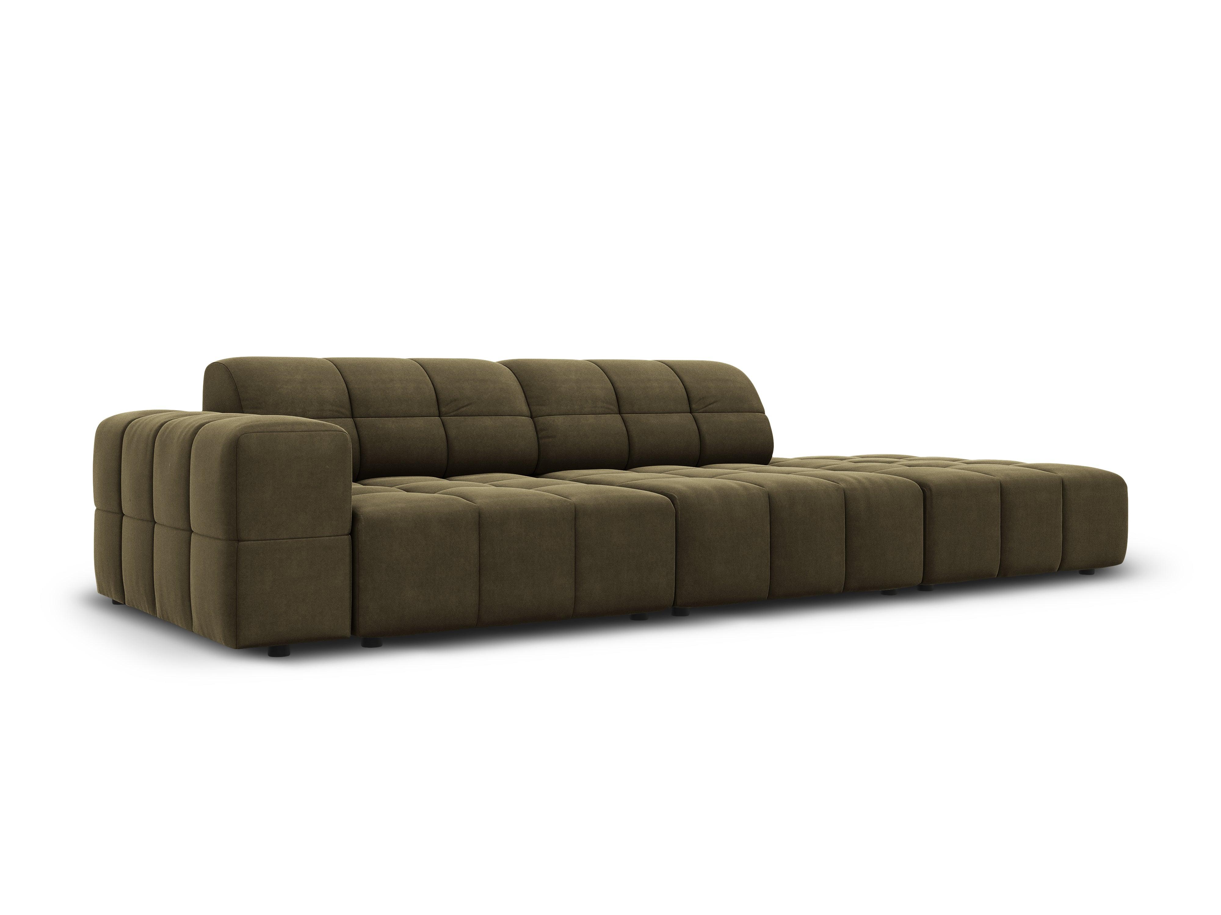 Sofa aksamitna prawostronna 3-osobowa CHICAGO oliwkowy Cosmopolitan Design Eye on Design