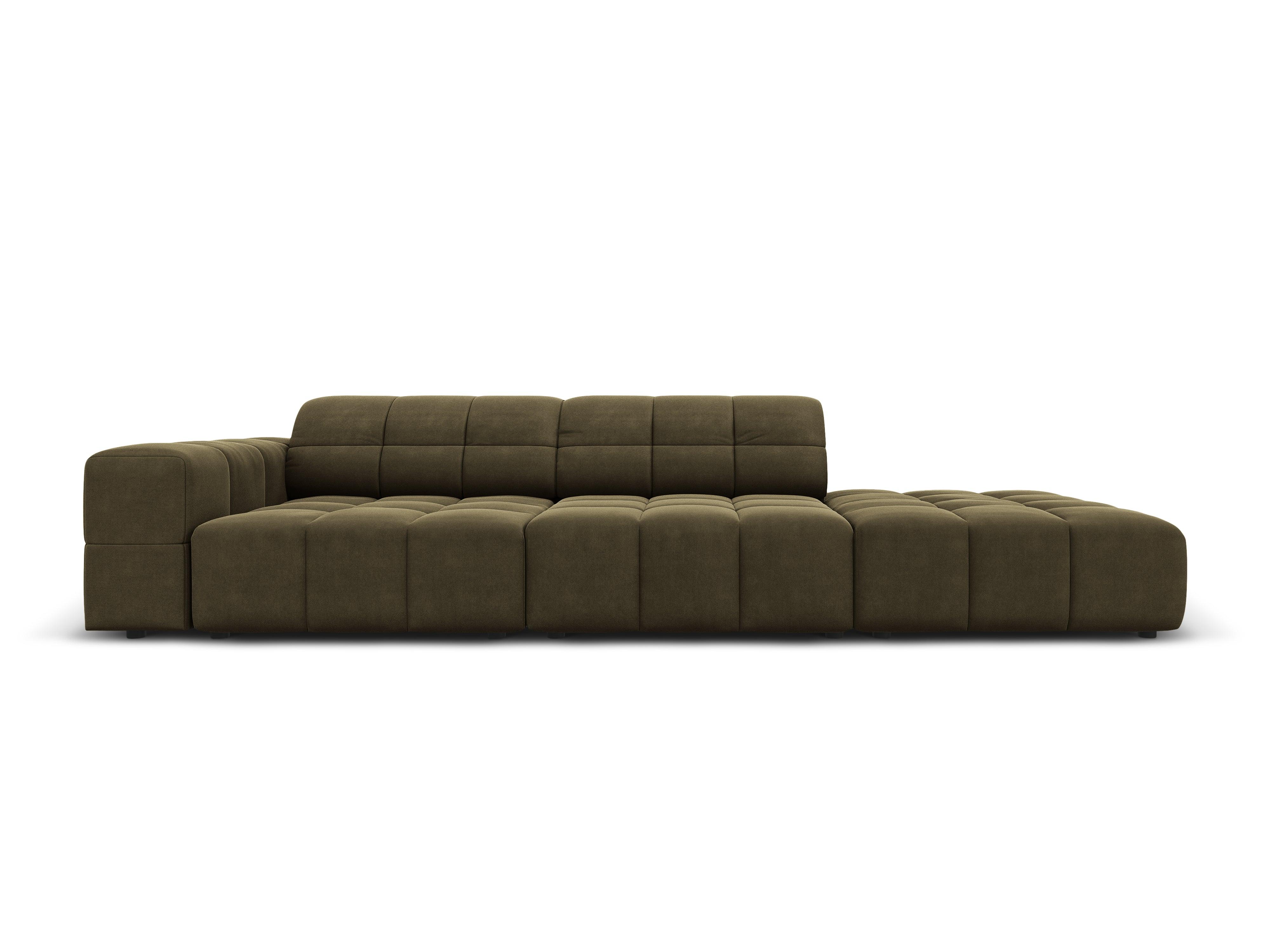 Sofa aksamitna prawostronna 3-osobowa CHICAGO oliwkowy Cosmopolitan Design Eye on Design