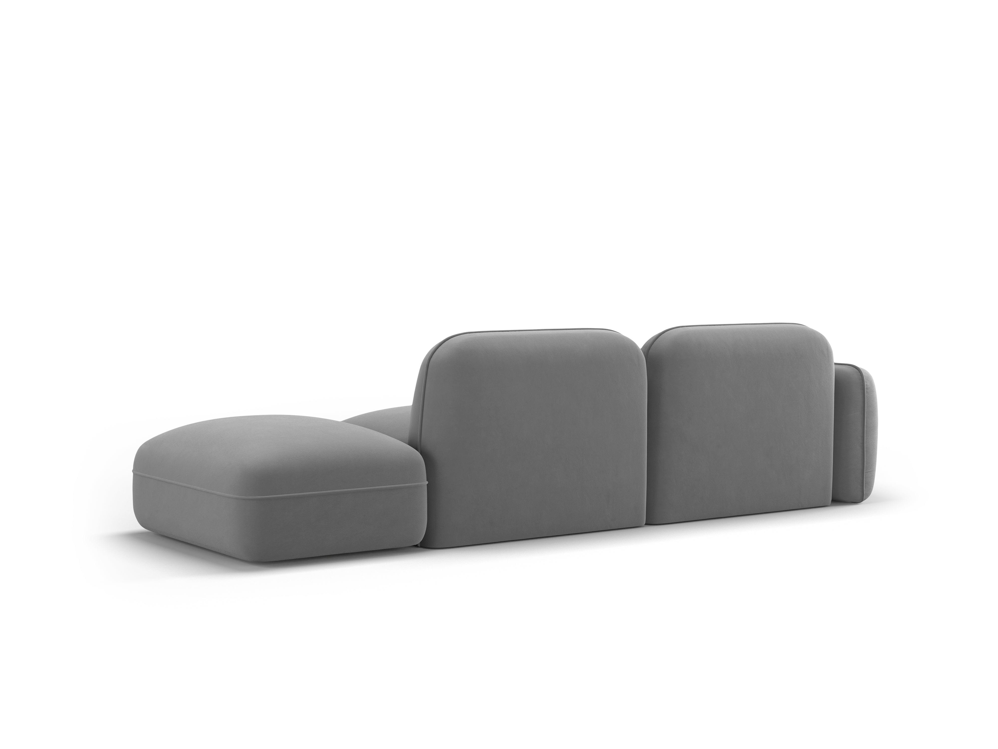 Sofa modułowa aksamitna prawostronna 3-osobowa SYDNEY jasnoszary Cosmopolitan Design Eye on Design