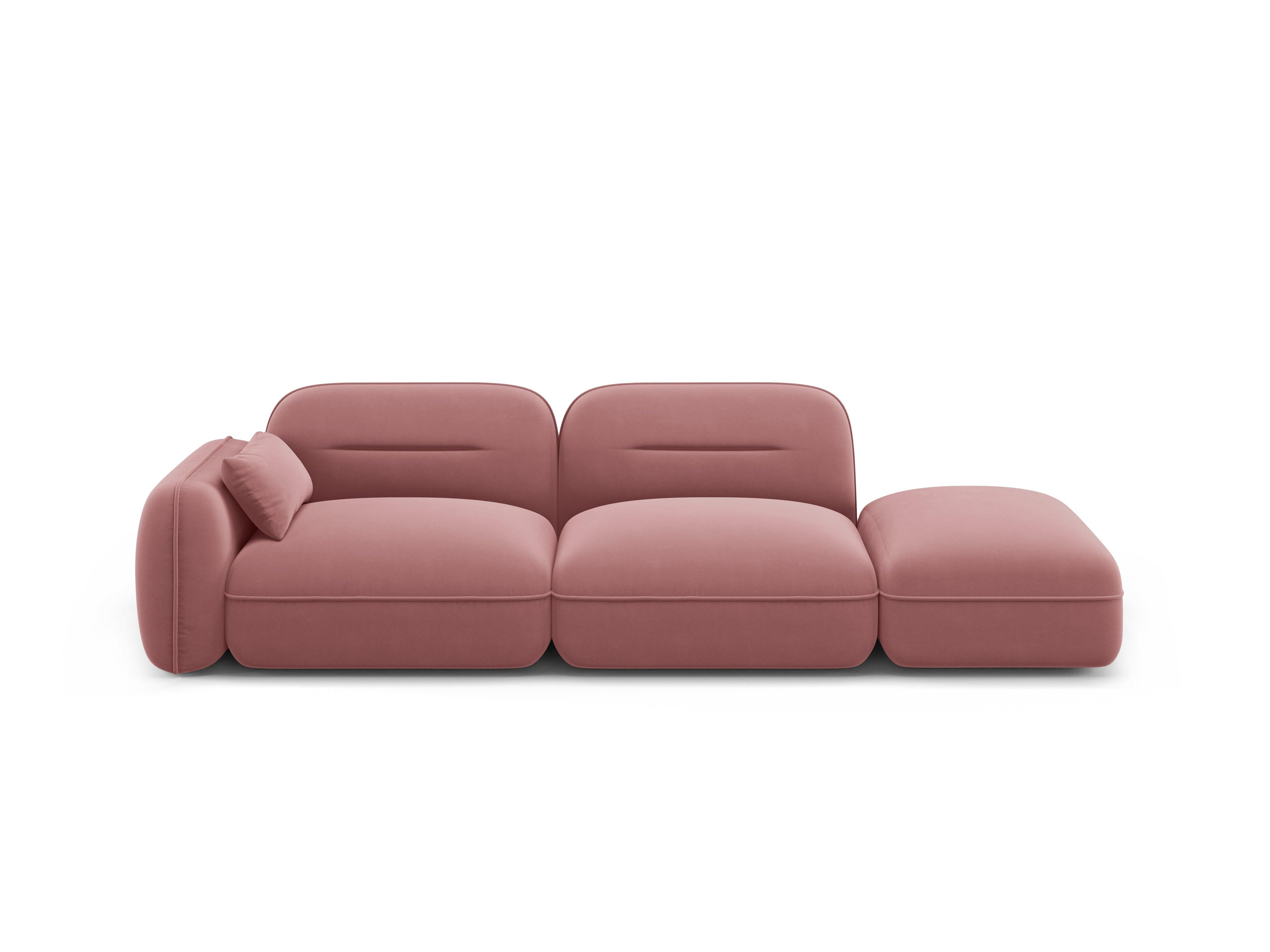 Sofa aksamitna prawostronna 3-osobowa SYDNEY łososiowy – styl nowoczesny