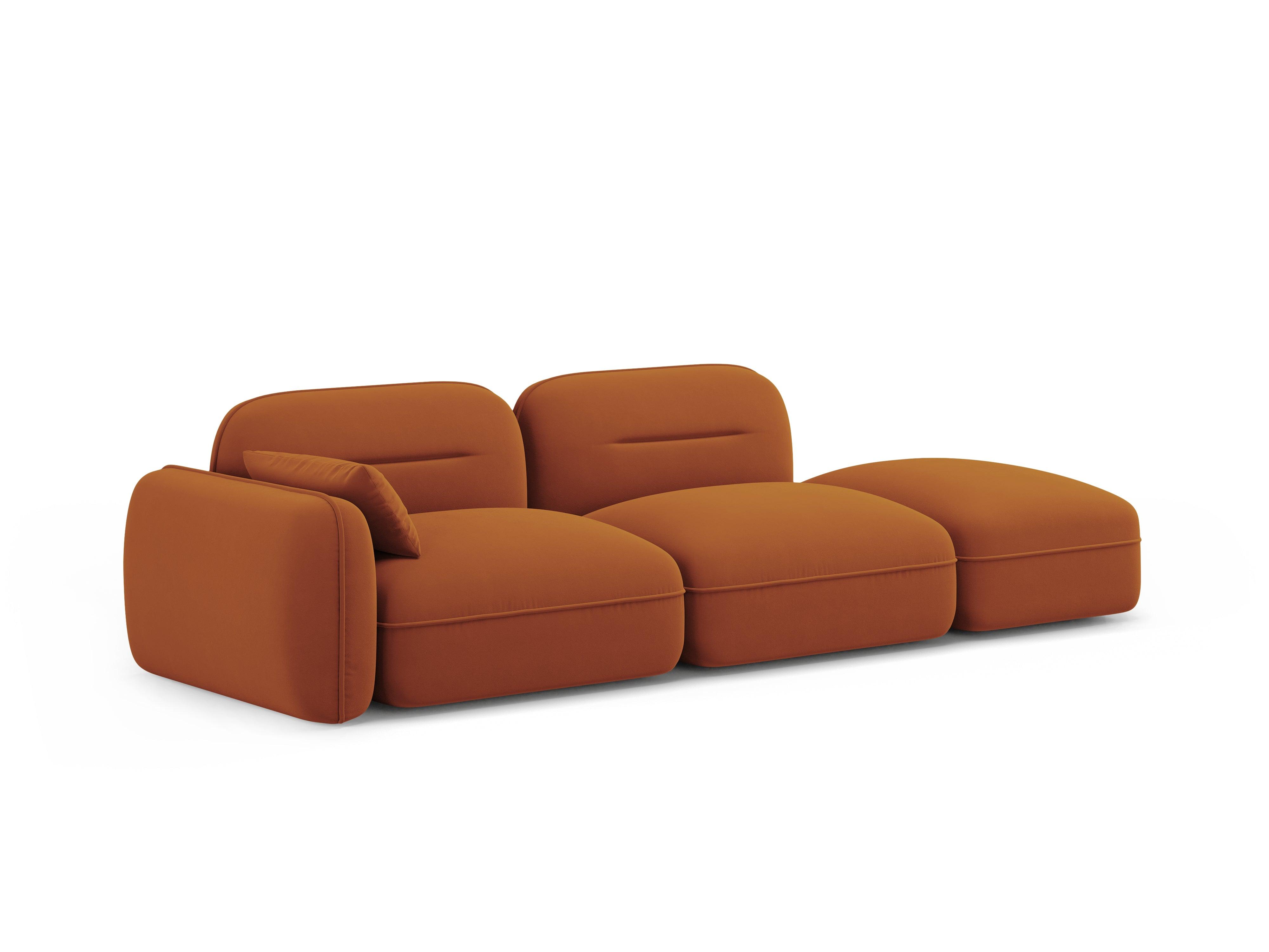 Sofa aksamitna prawostronna 3-osobowa SYDNEY terracotta – Cosmopolitan Design