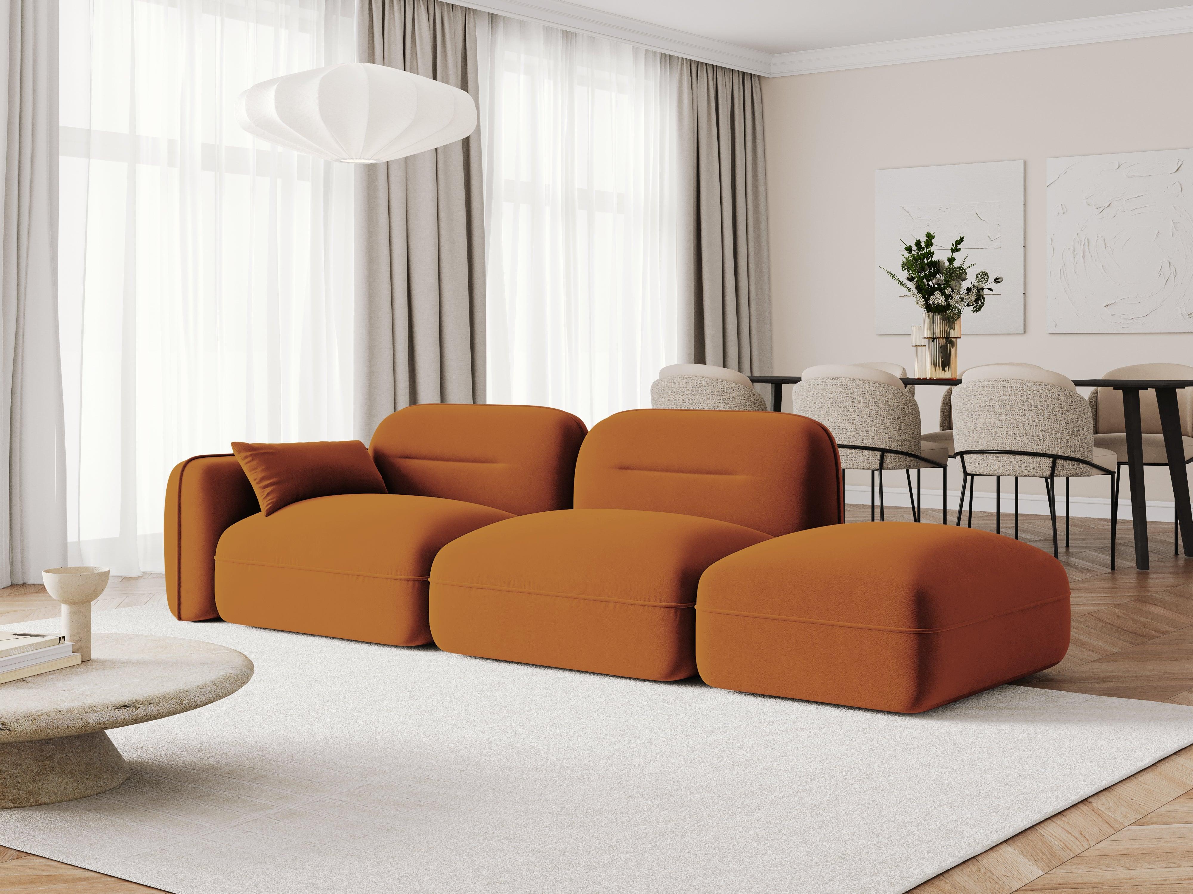 Sofa aksamitna prawostronna 3-osobowa SYDNEY terracotta do salonu