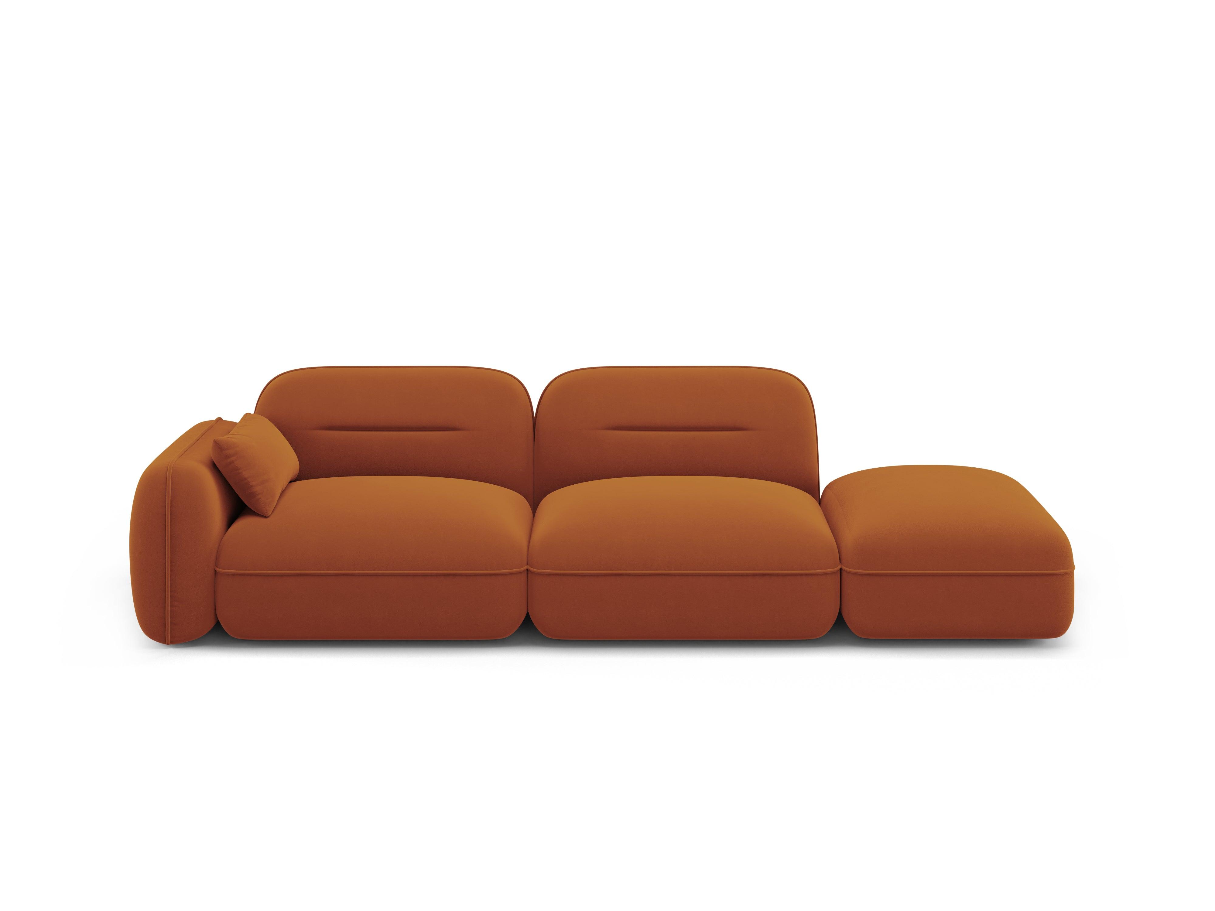 Sofa aksamitna prawostronna 3-osobowa SYDNEY terracotta – styl nowoczesny