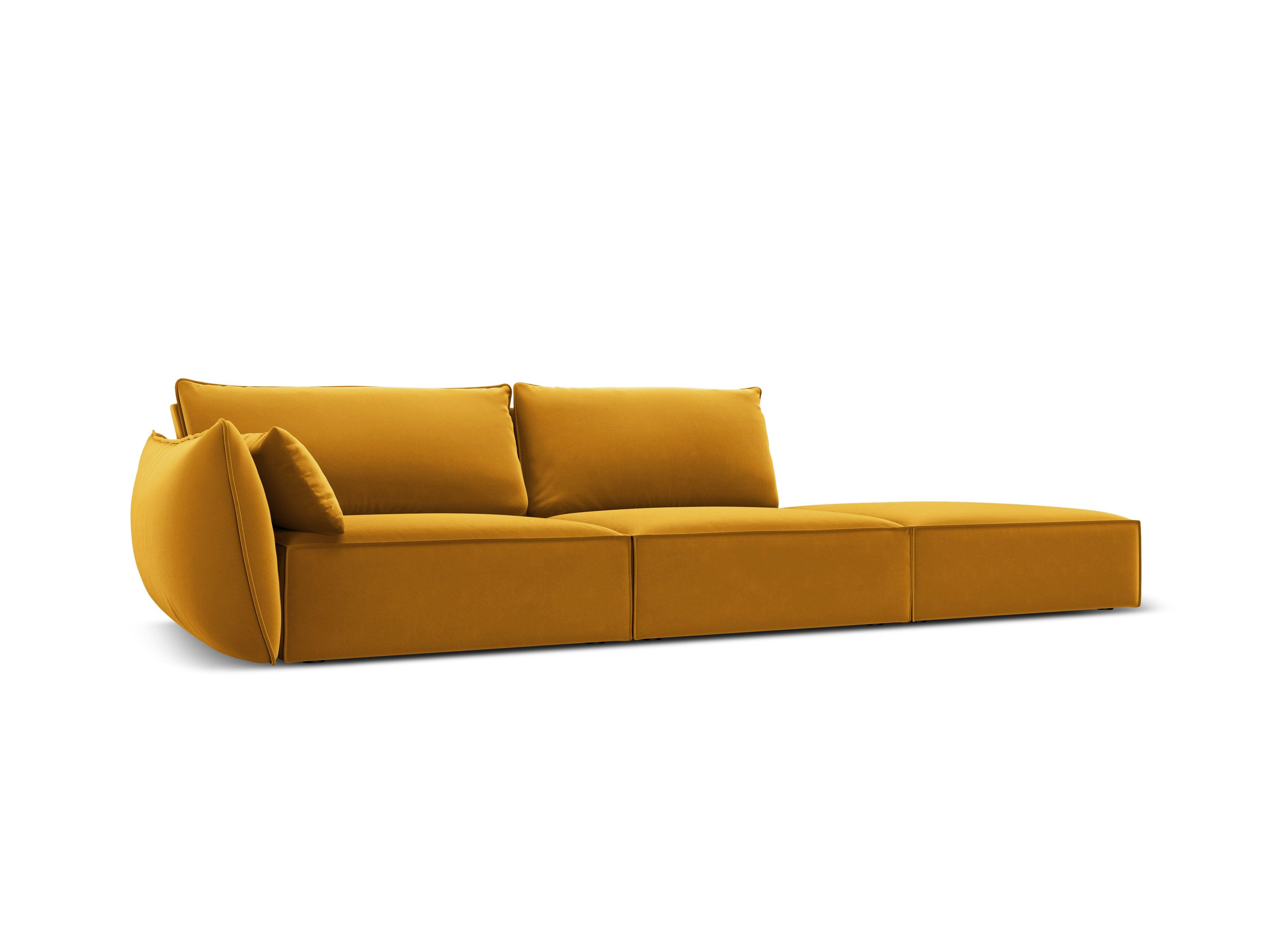 Sofa aksamitna prawostronna otwarta VANDA musztardowy – Besolux