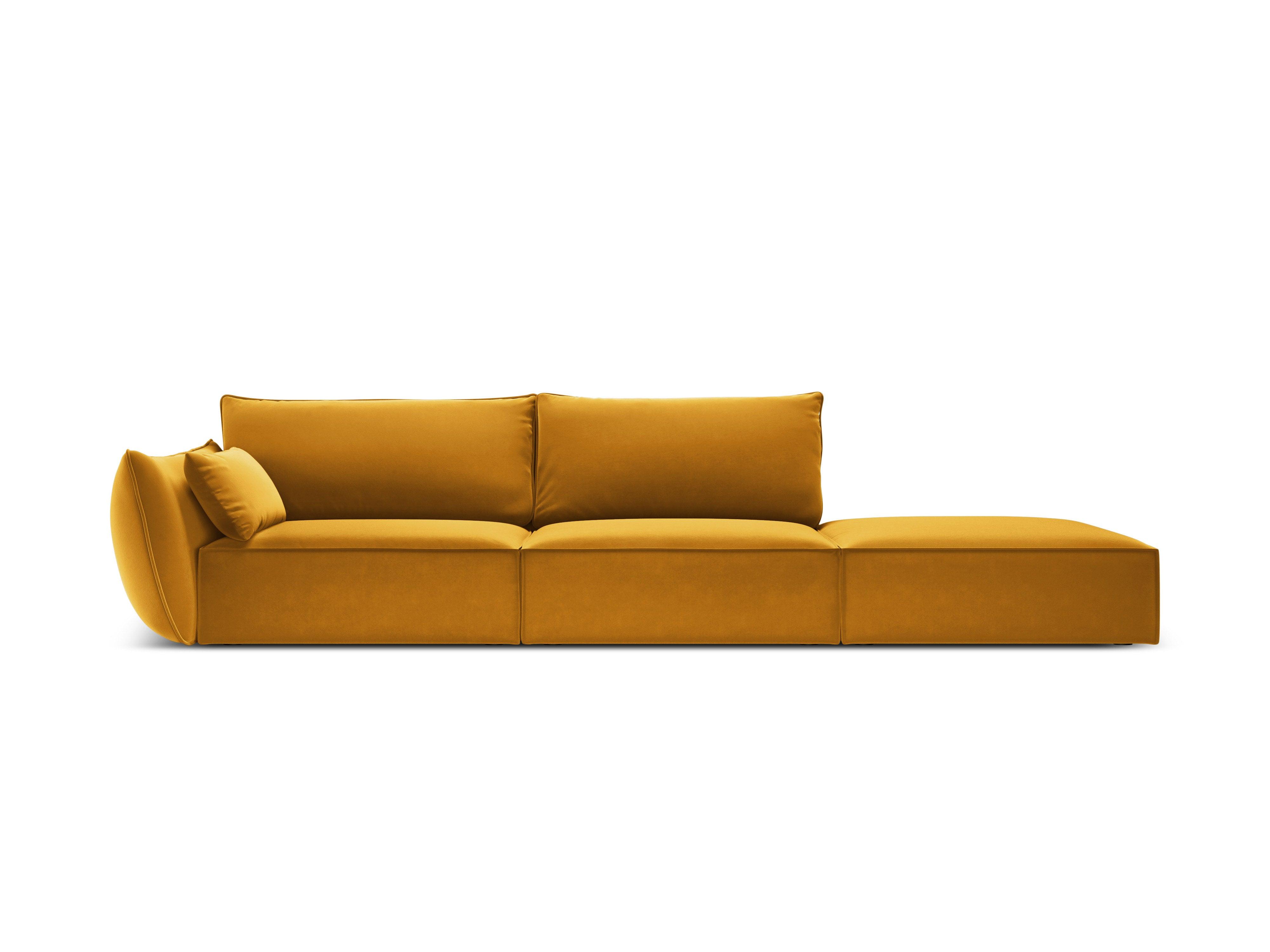Sofa aksamitna prawostronna otwarta VANDA musztardowy – szenil, Besolux