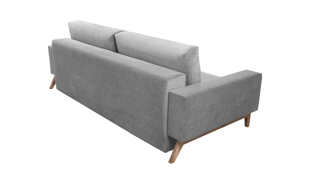 Sofa rozkładana DUNA z dębową podstawą – drewno dębowe