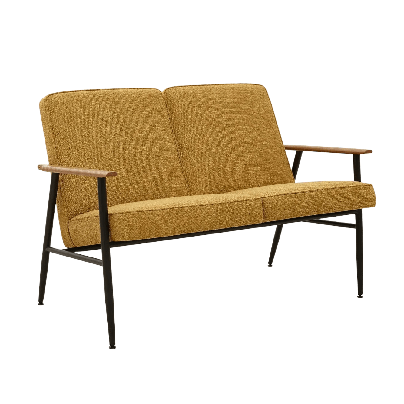 Sofa dzielona FOX METAL żółtay w tkaninie Boucle Mustard 366 concept Eye on Design