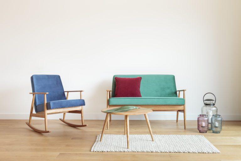 Sofa FOX żółty w tkaninie Shine Velvet Mustard 366 concept Eye on Design