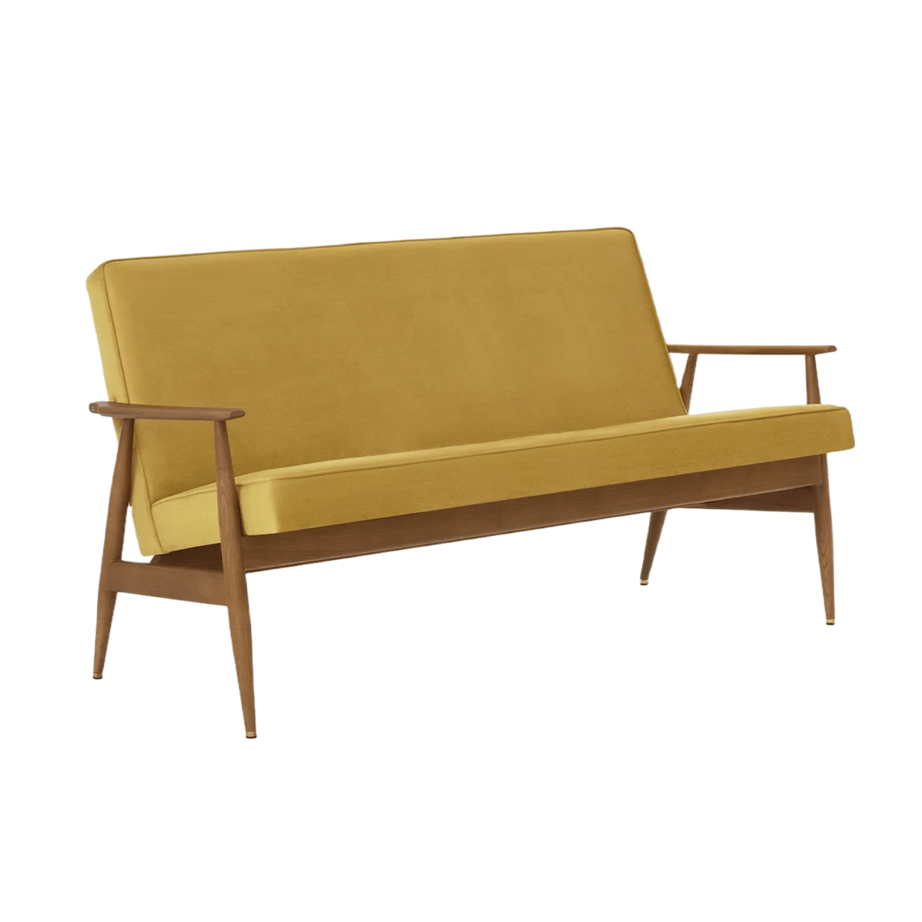 Sofa FOX żółty w tkaninie Shine Velvet Mustard 366 concept 155 cm Jesion-03 Eye on Design