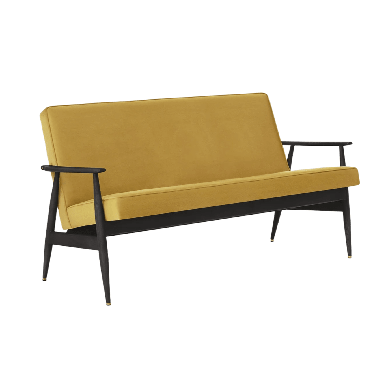 Sofa FOX żółty w tkaninie Shine Velvet Mustard 366 concept 155 cm Jesion-04 Eye on Design