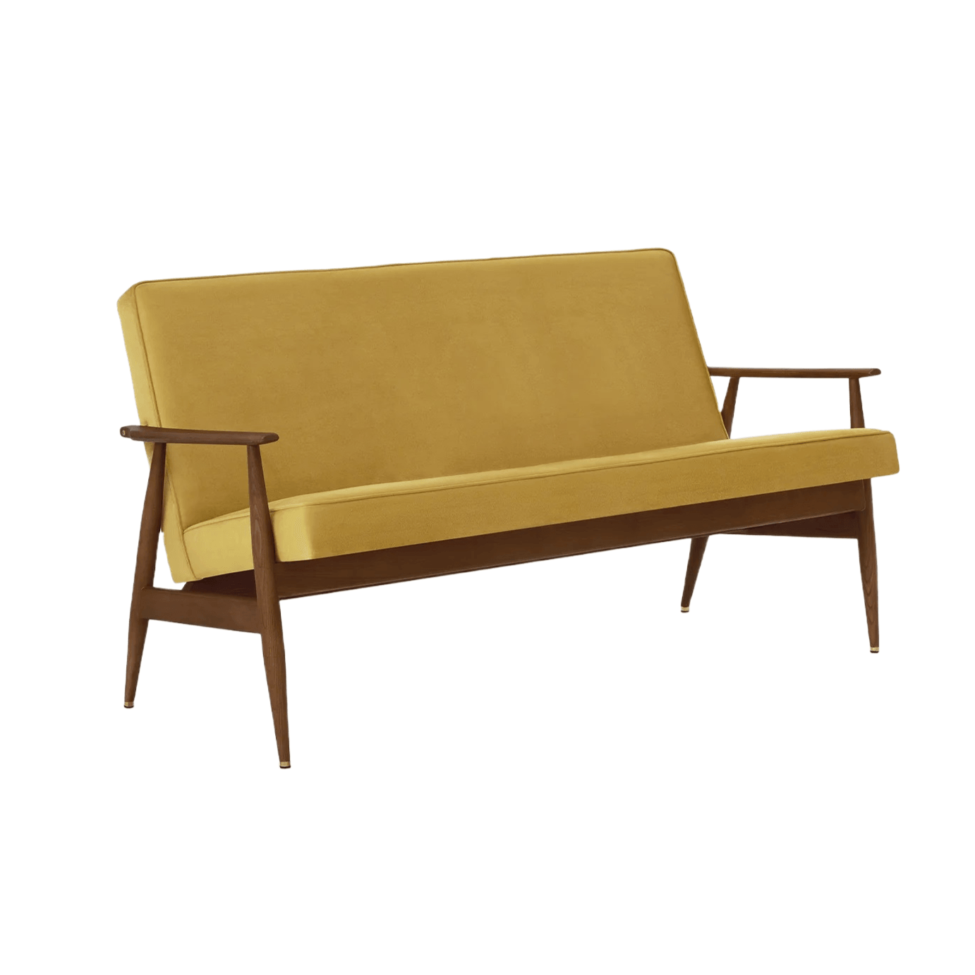 Sofa FOX żółty w tkaninie Shine Velvet Mustard 366 concept 155 cm Jesion-05 Eye on Design