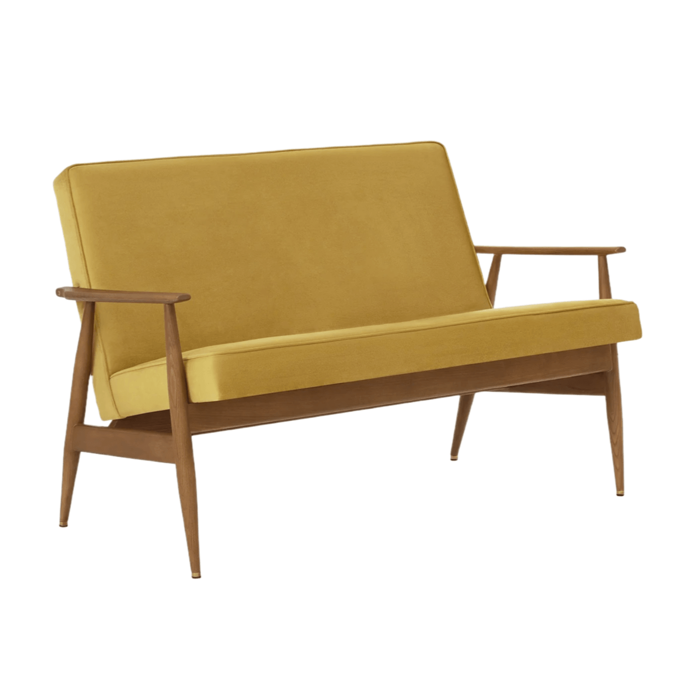 Sofa FOX żółty w tkaninie Shine Velvet Mustard 366 concept 120 cm Jesion-03 Eye on Design