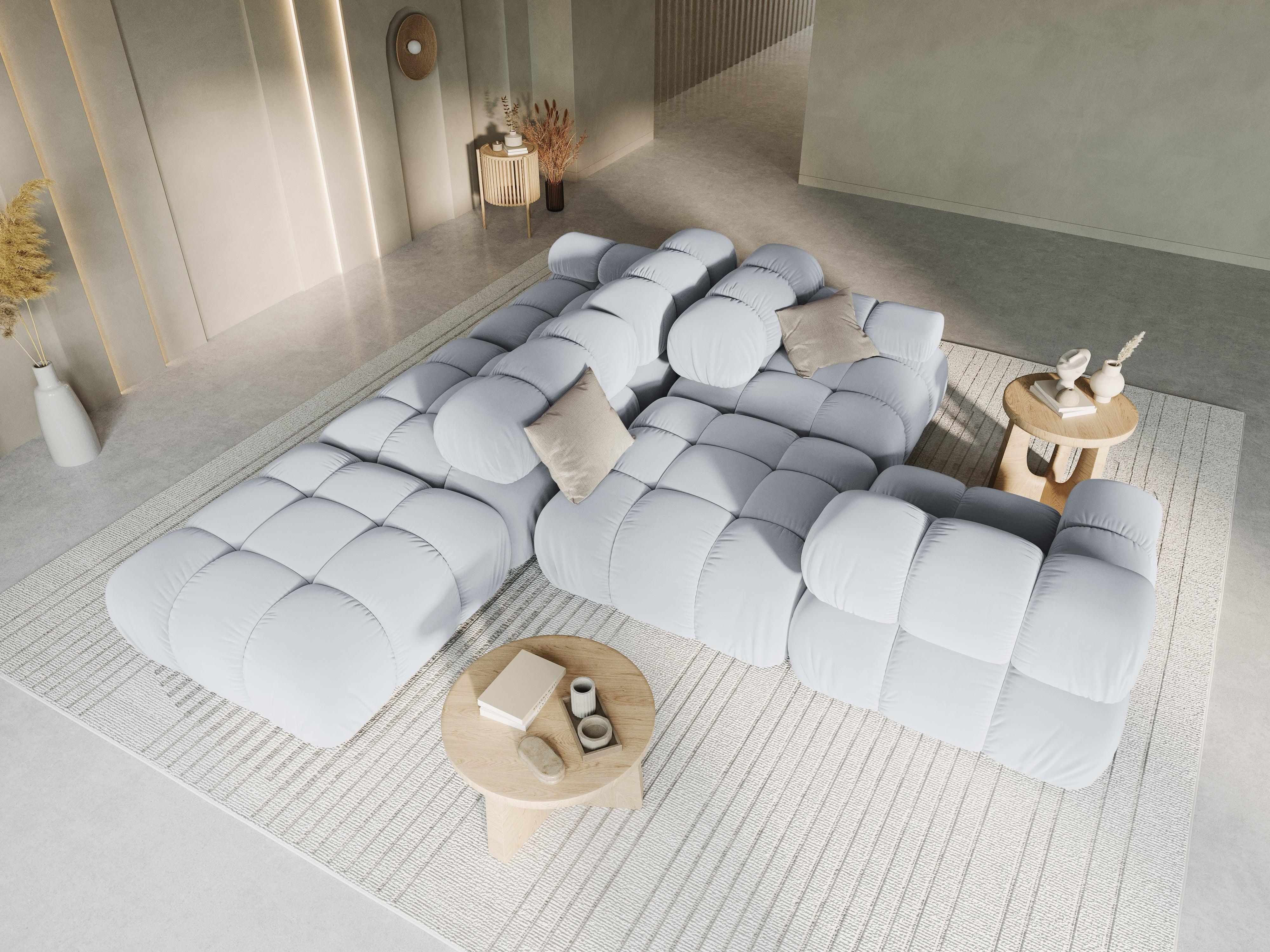 Sofa modułowa aksamitna lewostronna 4-osobowa TROPEA jasnoniebieski Milo Casa Eye on Design