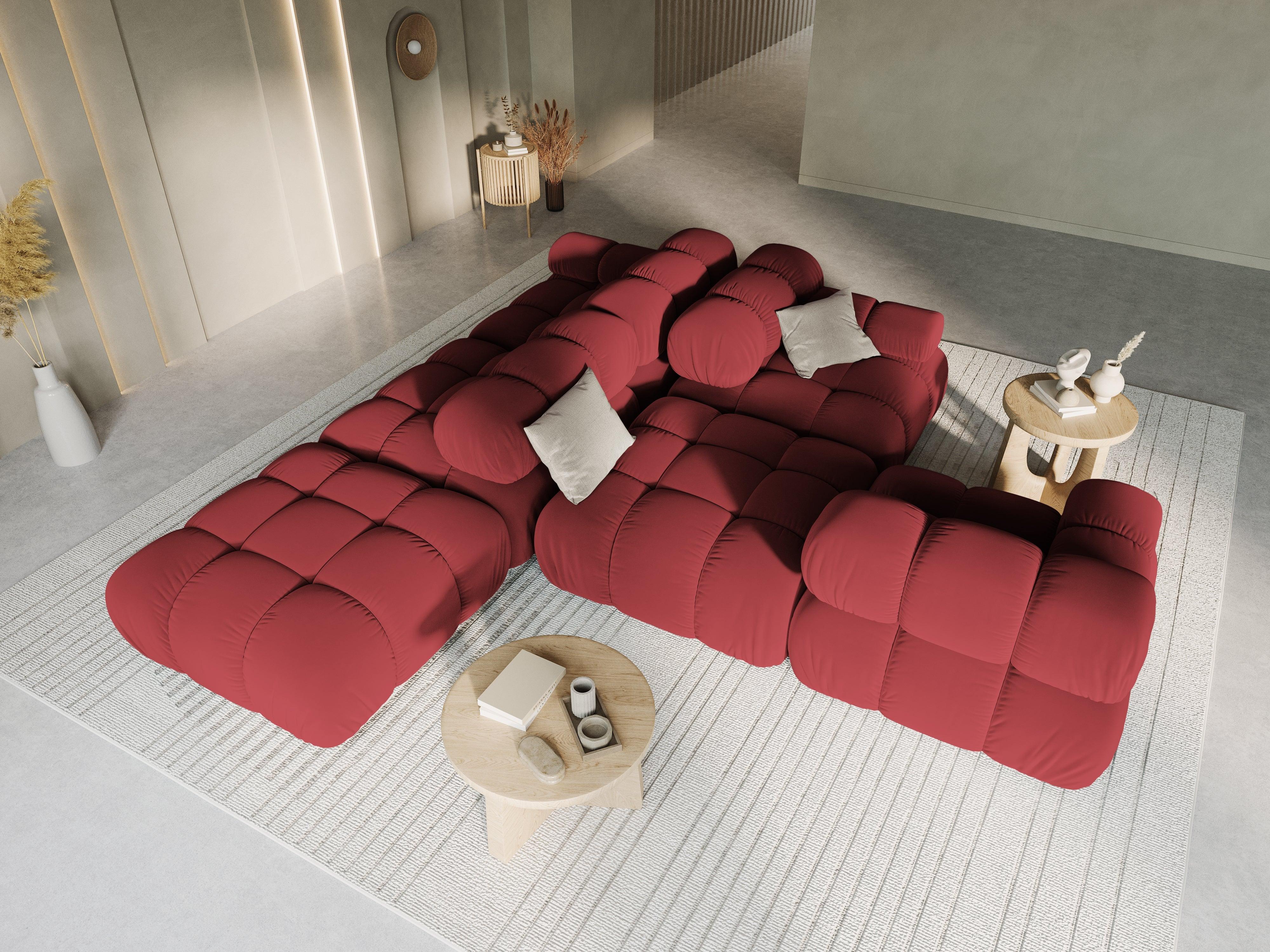 Sofa modułowa aksamitna lewostronna 4-osobowa TROPEA rubinowy Milo Casa Eye on Design