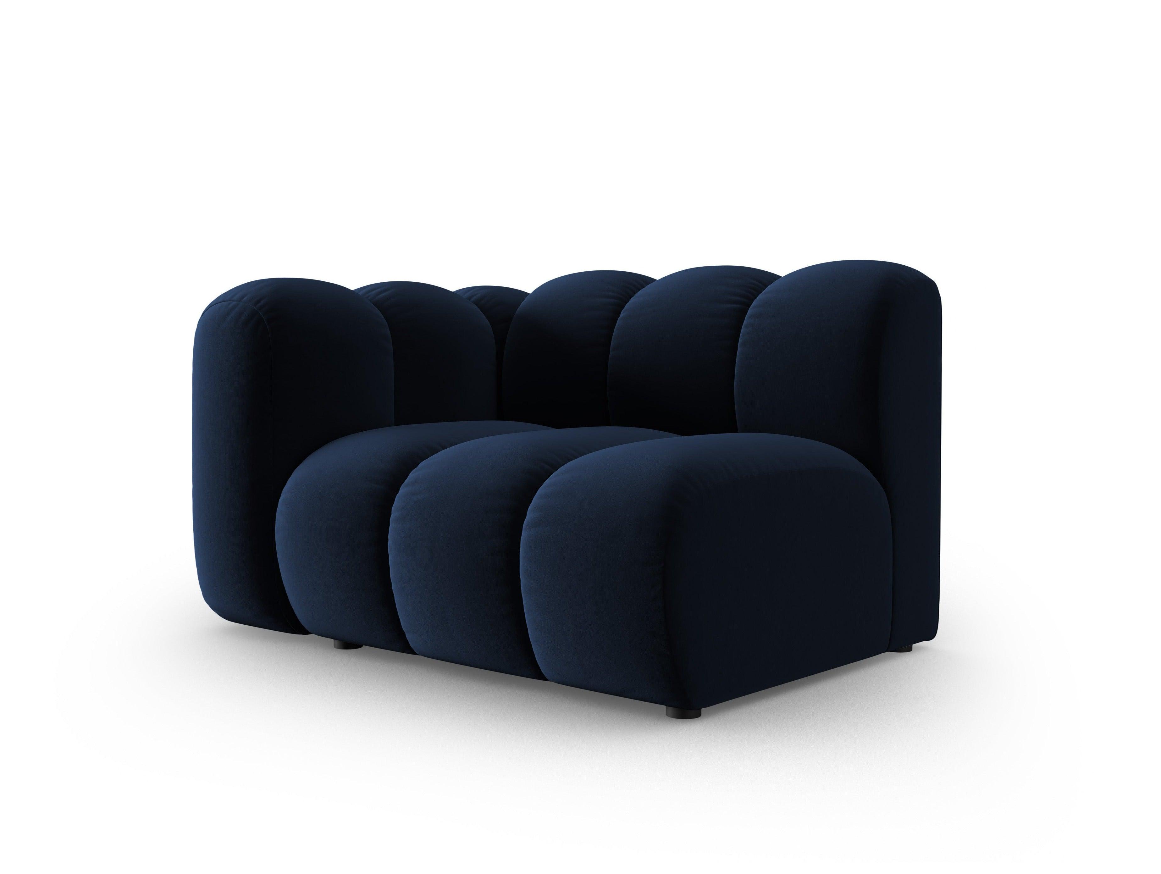 Sofa modułowa aksamitna lewostronna LUPINE granatowy - element końcowy – Micadoni