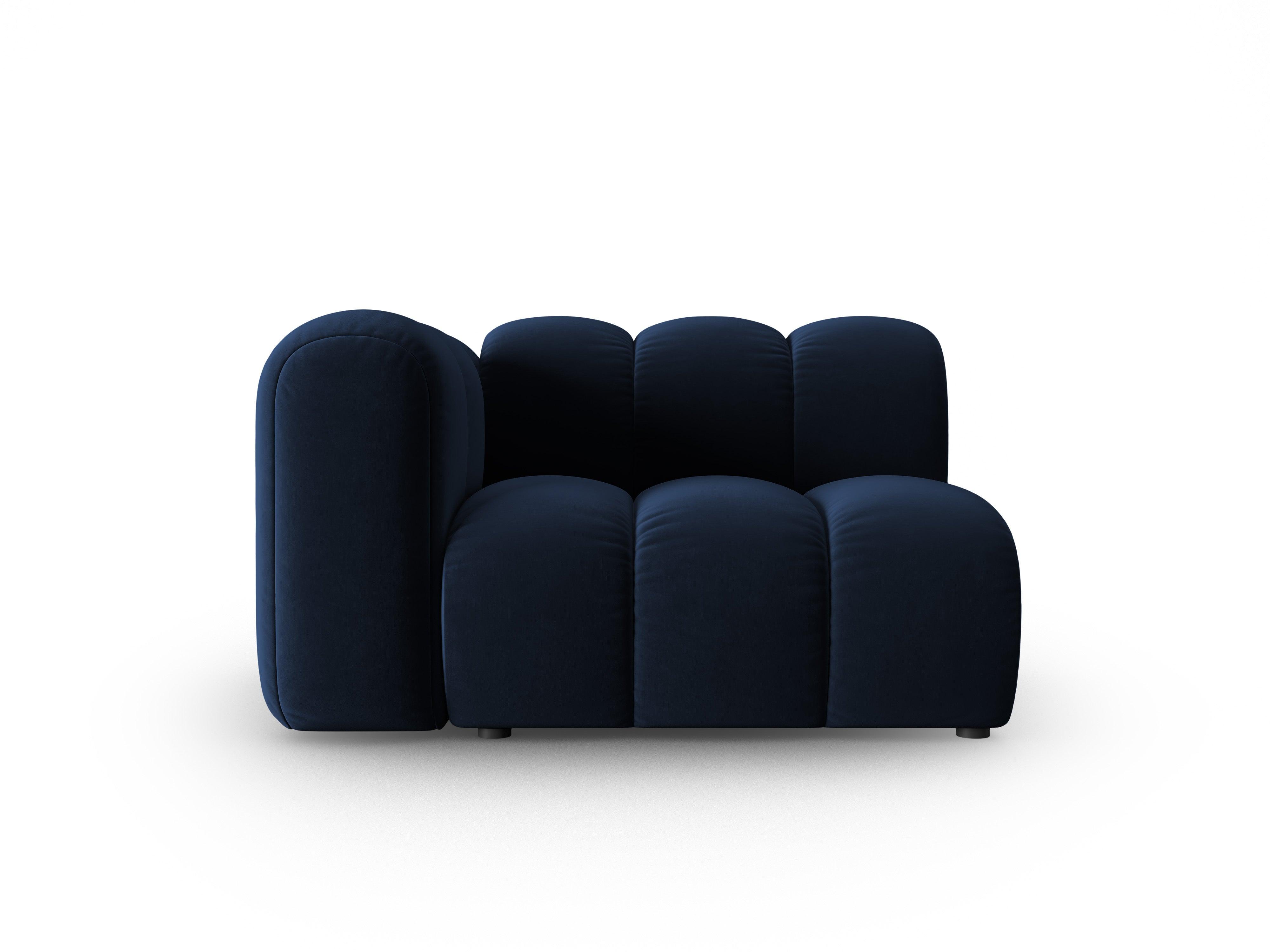 Sofa modułowa aksamitna lewostronna LUPINE granatowy - element końcowy do salonu