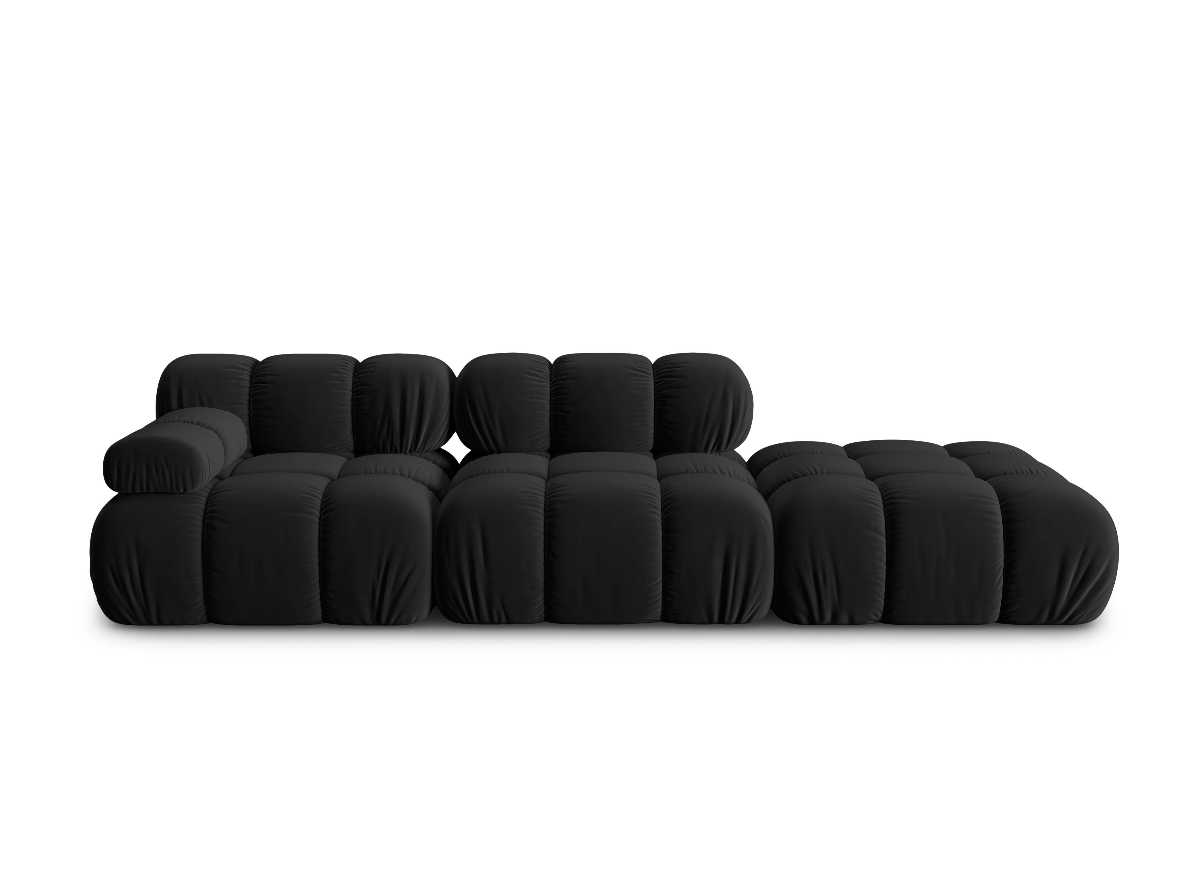 Sofa modułowa aksamitna prawostronna 4-osobowa TROPEA czarny Milo Casa Eye on Design