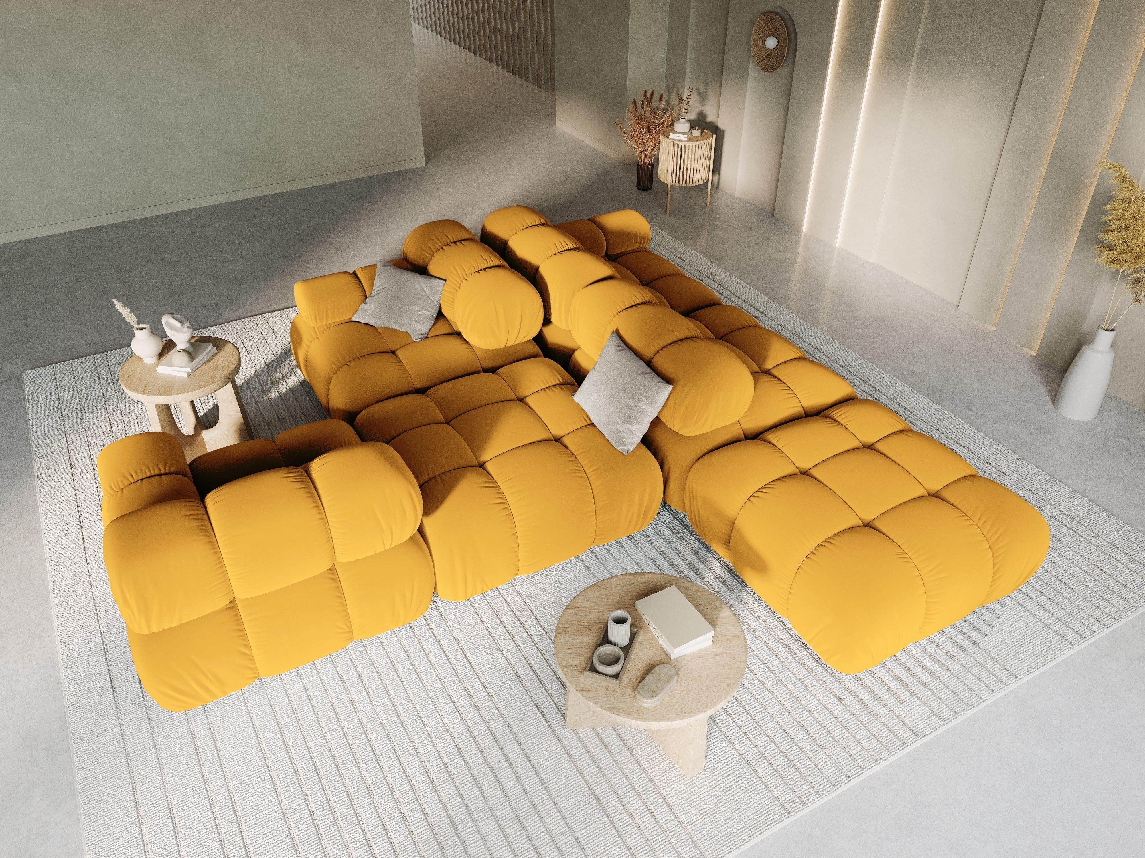 Sofa modułowa aksamitna prawostronna 4-osobowa TROPEA musztardowy Milo Casa Eye on Design