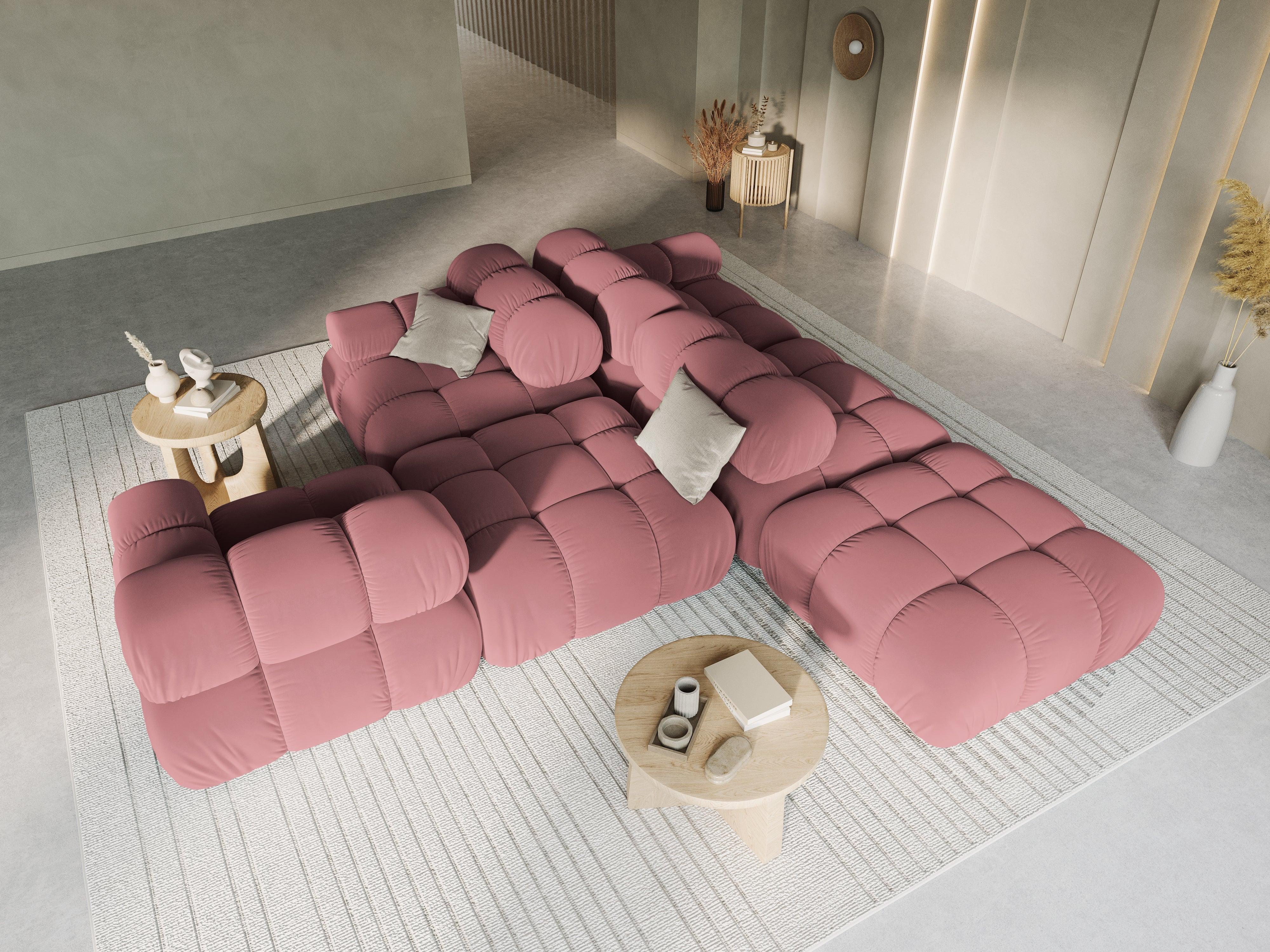 Sofa modułowa aksamitna prawostronna 4-osobowa TROPEA różowy Milo Casa Eye on Design