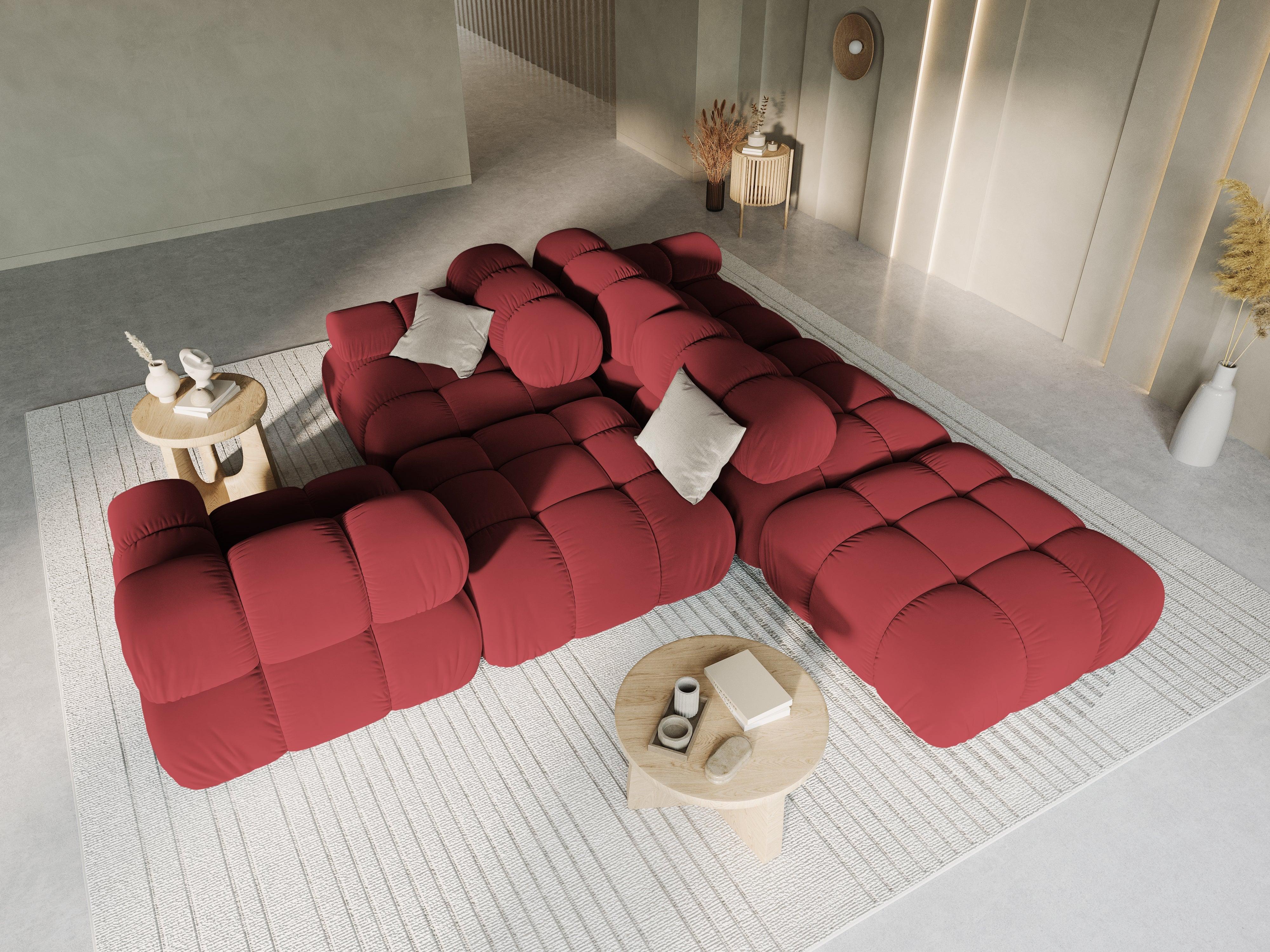 Sofa modułowa aksamitna prawostronna 4-osobowa TROPEA rubinowy Milo Casa Eye on Design
