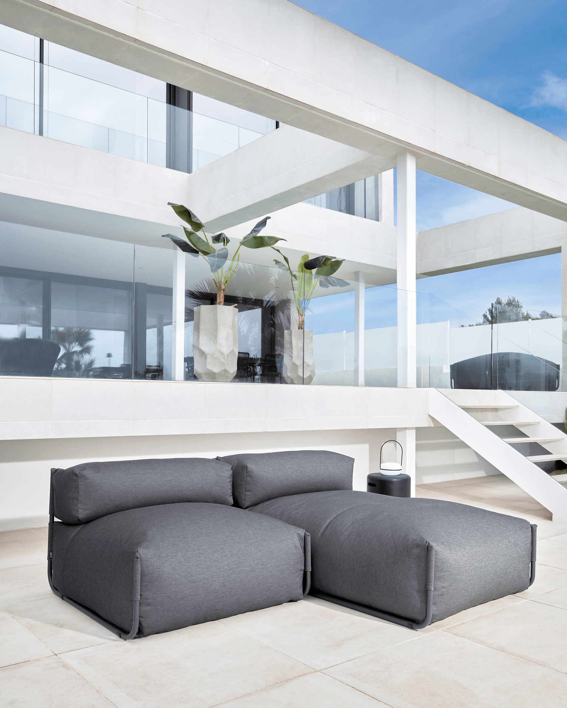 Sofa modułowa ogrodowa SQUARE - szezlong ciemnoszary La Forma Eye on Design