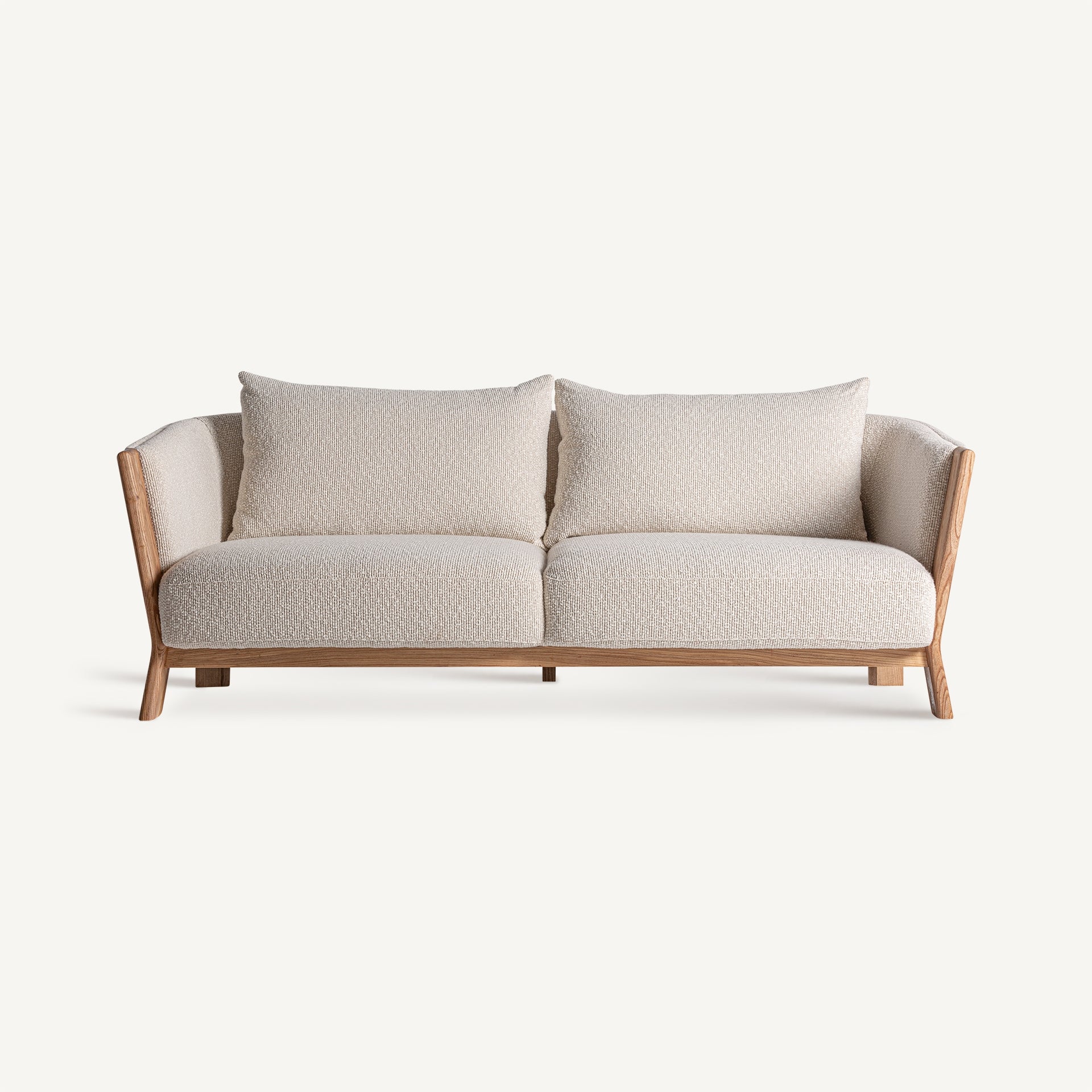 Sofa NARA beige mit Eichenbasis