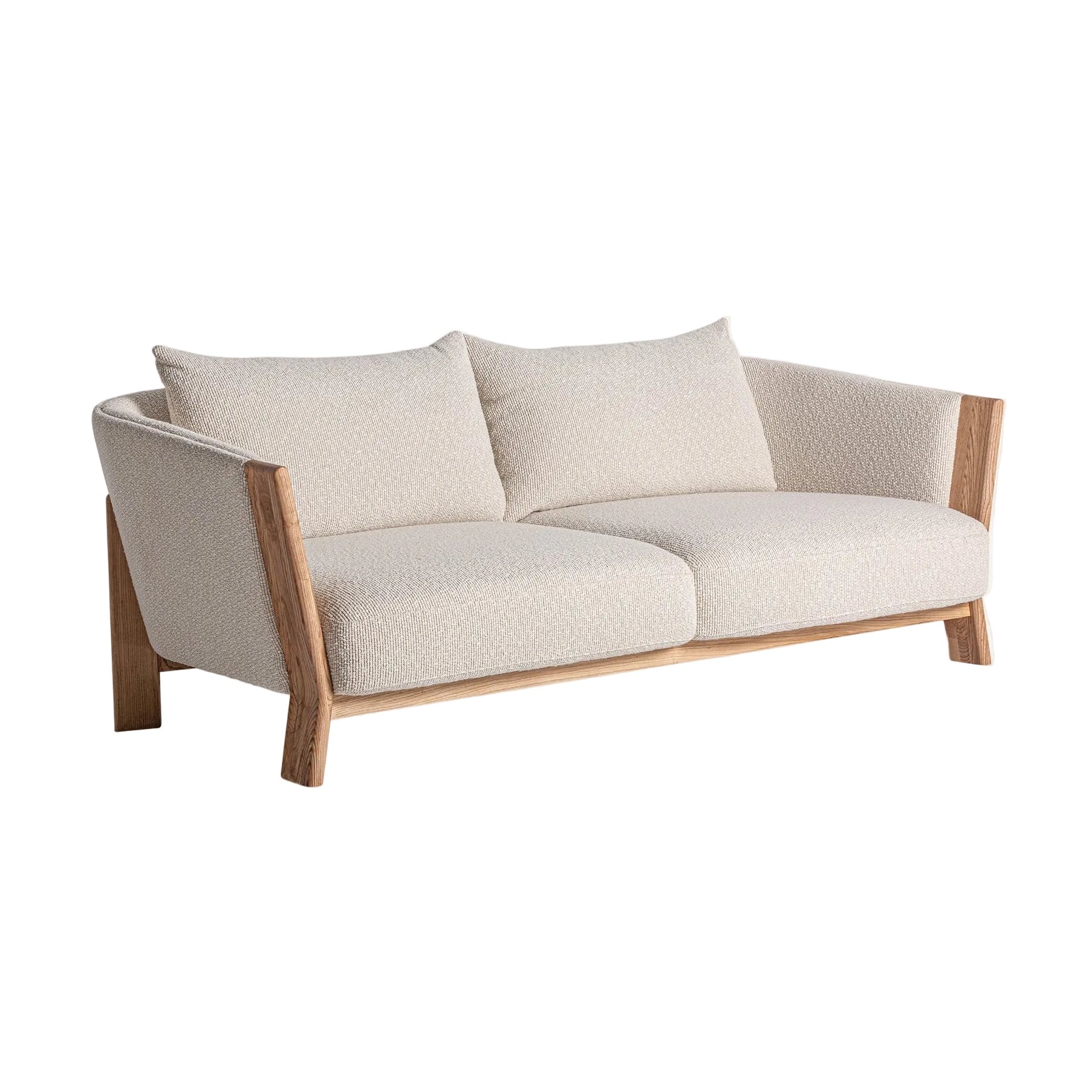 Sofa NARA beige mit Eichenbasis
