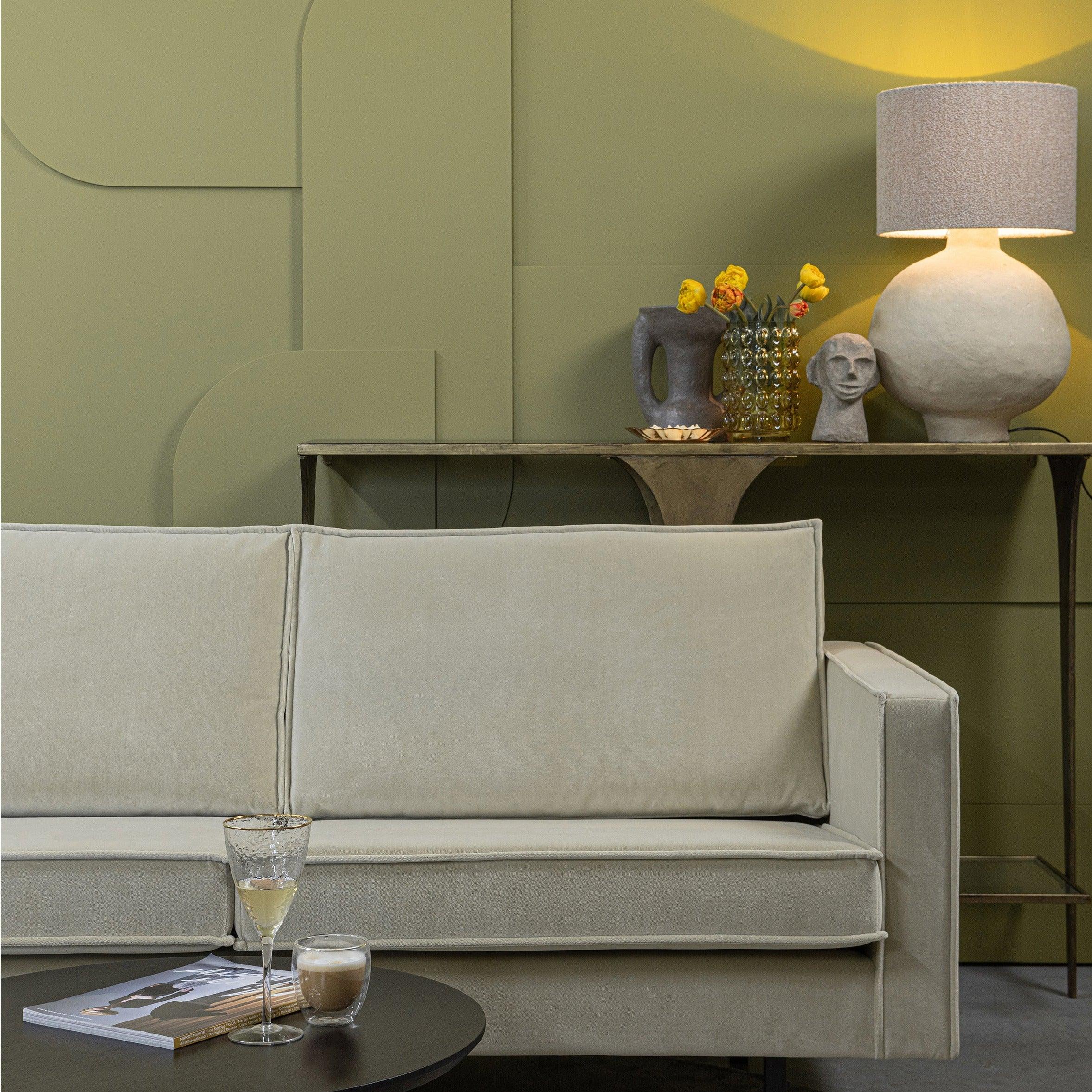 Sofa narożna aksamitna lewostronna RODEO pistacjowy Be Pure Eye on Design