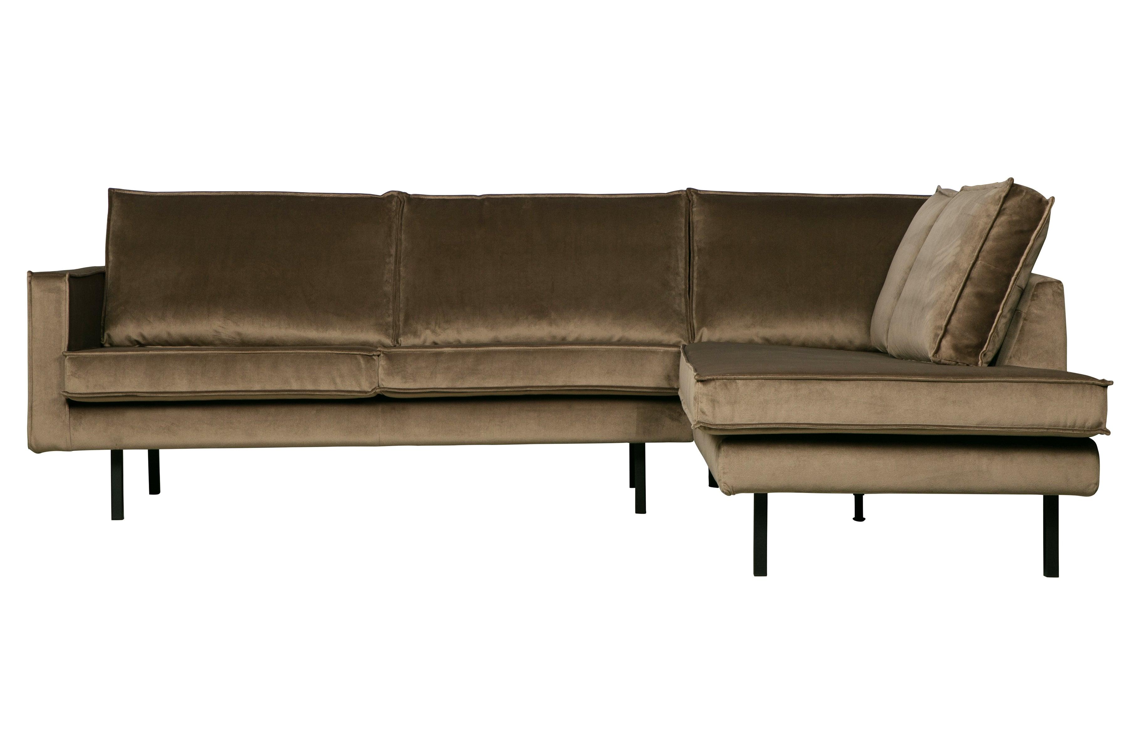 Sofa narożna aksamitna prawostronna RODEO taupe – Woood