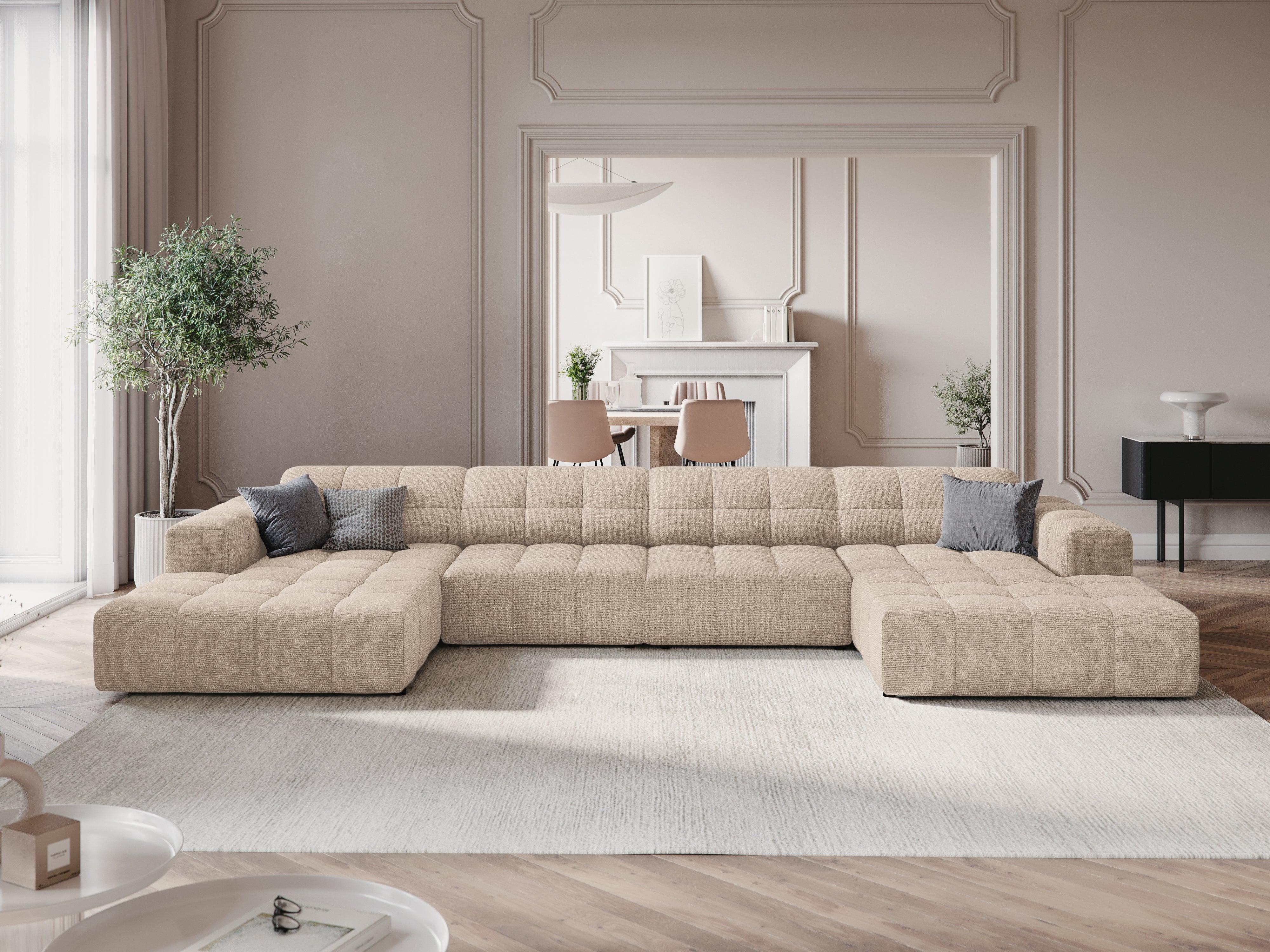 Sofa panoramiczna 6-osobowa CHICAGO beżowy szenil do salonu