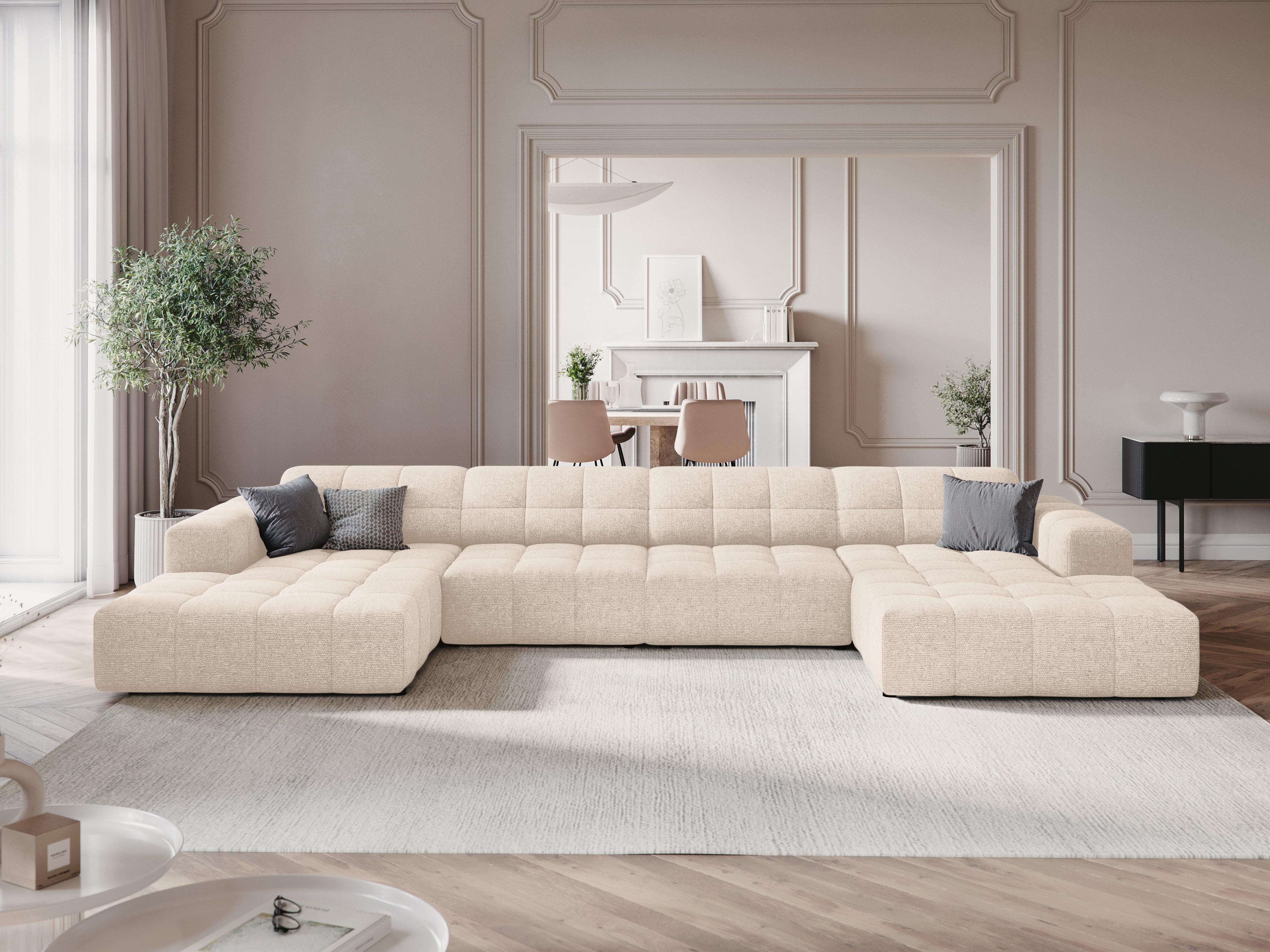 Sofa panoramiczna 6-osobowa CHICAGO jasnobeżowy szenil Cosmopolitan Design Eye on Design