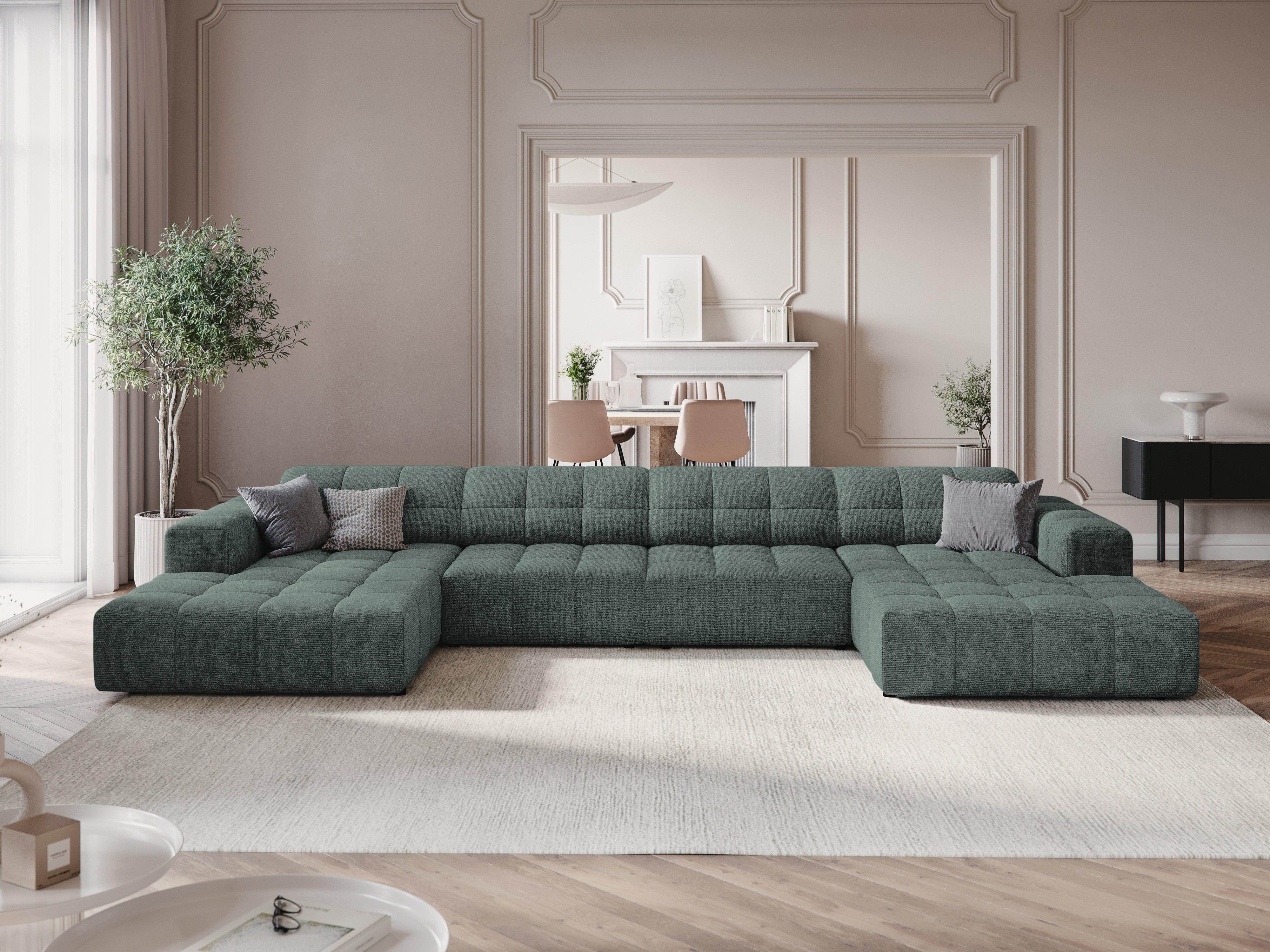 Sofa panoramiczna 6-osobowa CHICAGO petrol szenil do salonu