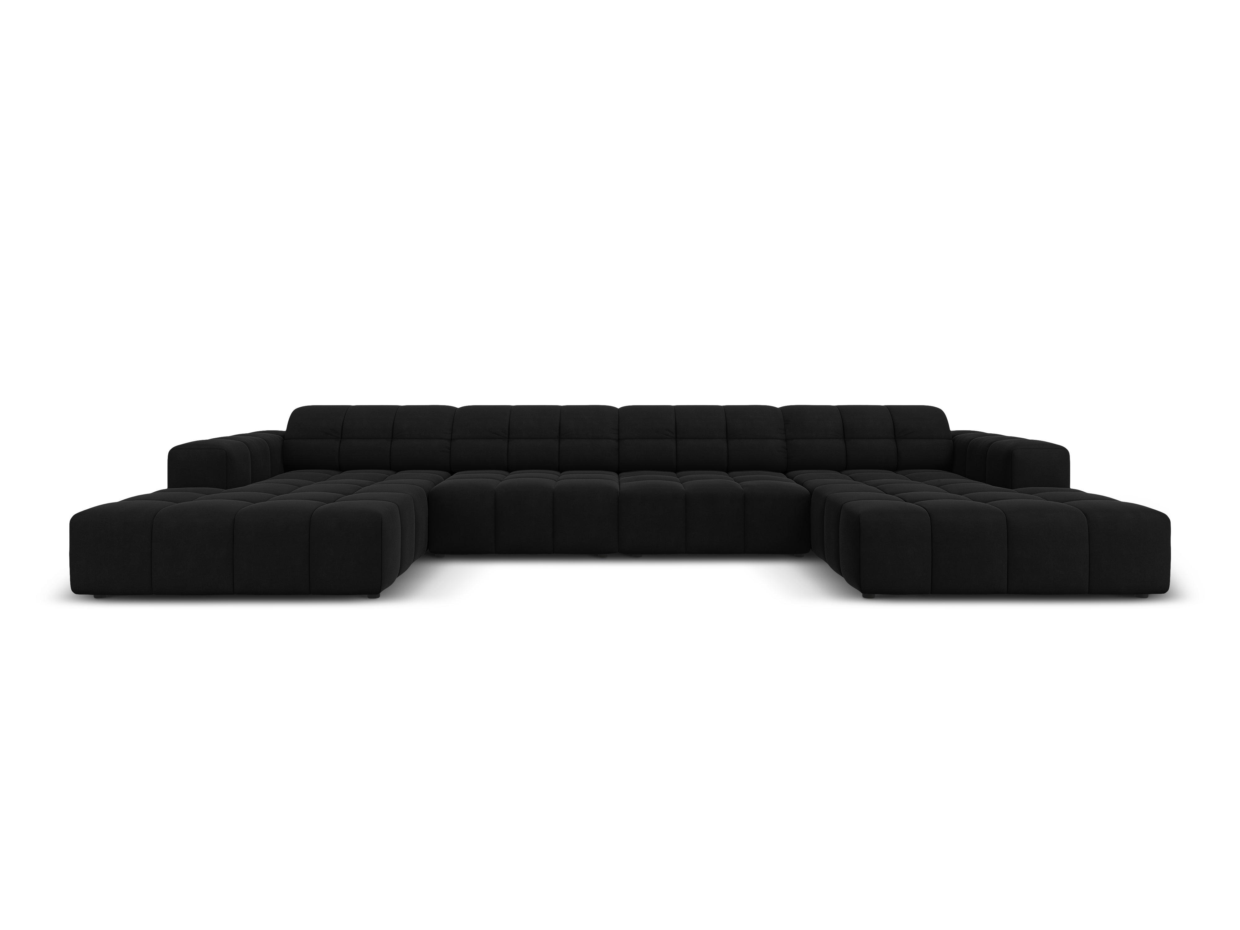 Sofa panoramiczna aksamitna 6-osobowa CHICAGO czarny Cosmopolitan Design Eye on Design