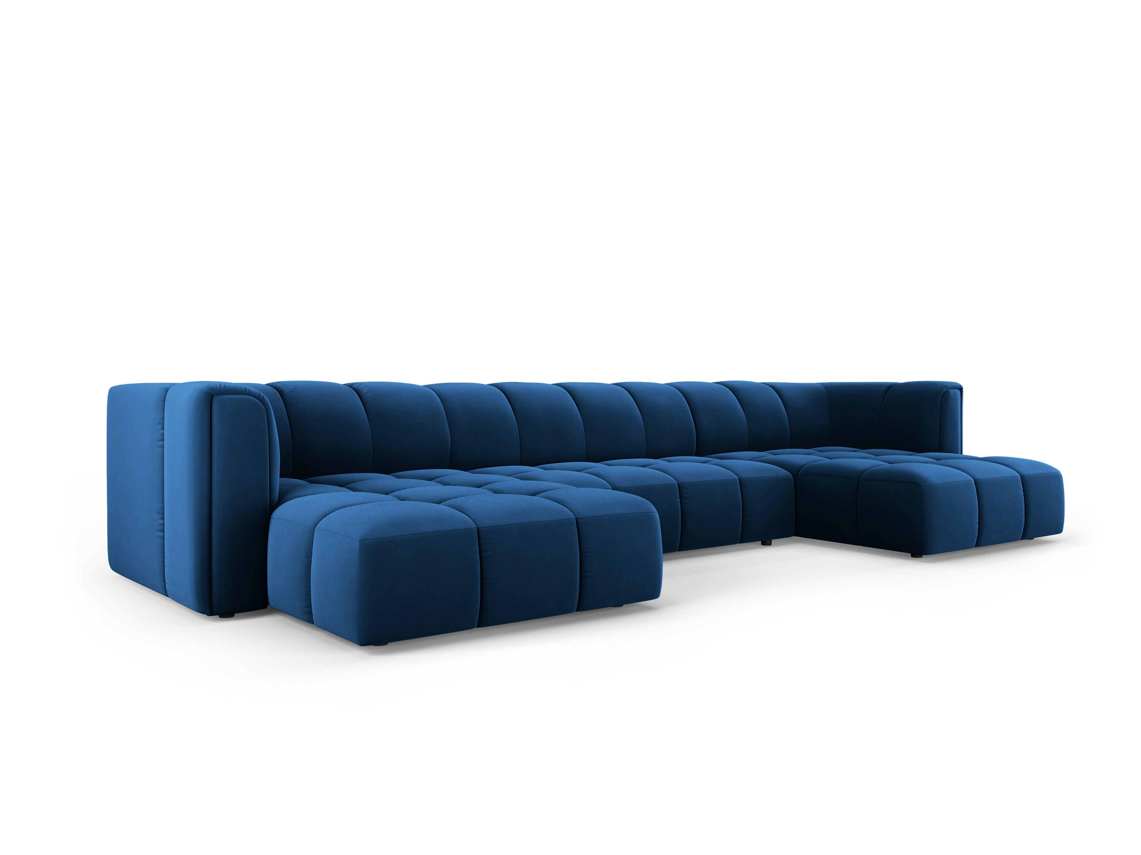 Sofa panoramiczna aksamitna FRANCESCA granat królewski – Besolux