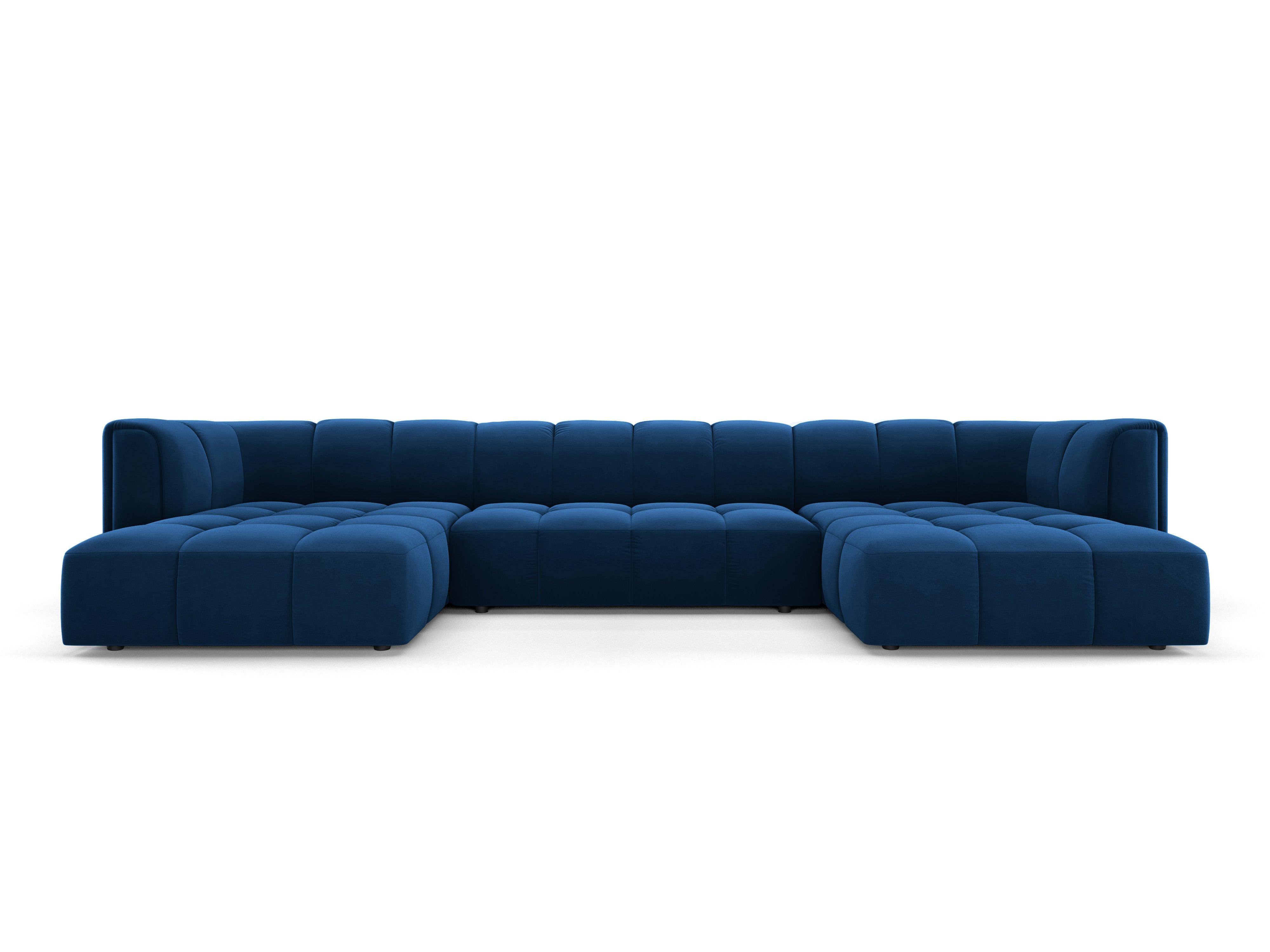 Sofa panoramiczna aksamitna FRANCESCA granat królewski do salonu