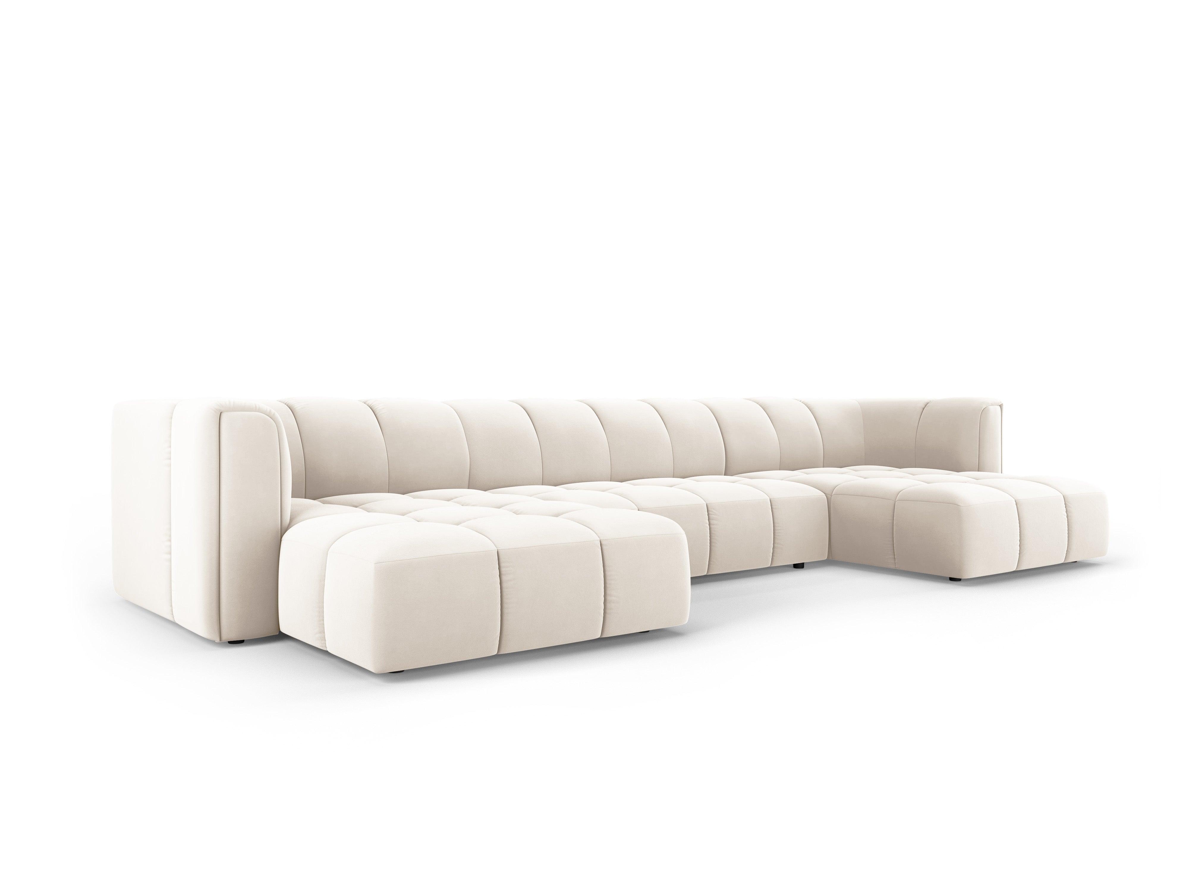 Sofa panoramiczna aksamitna FRANCESCA jasnobeżowy – Besolux