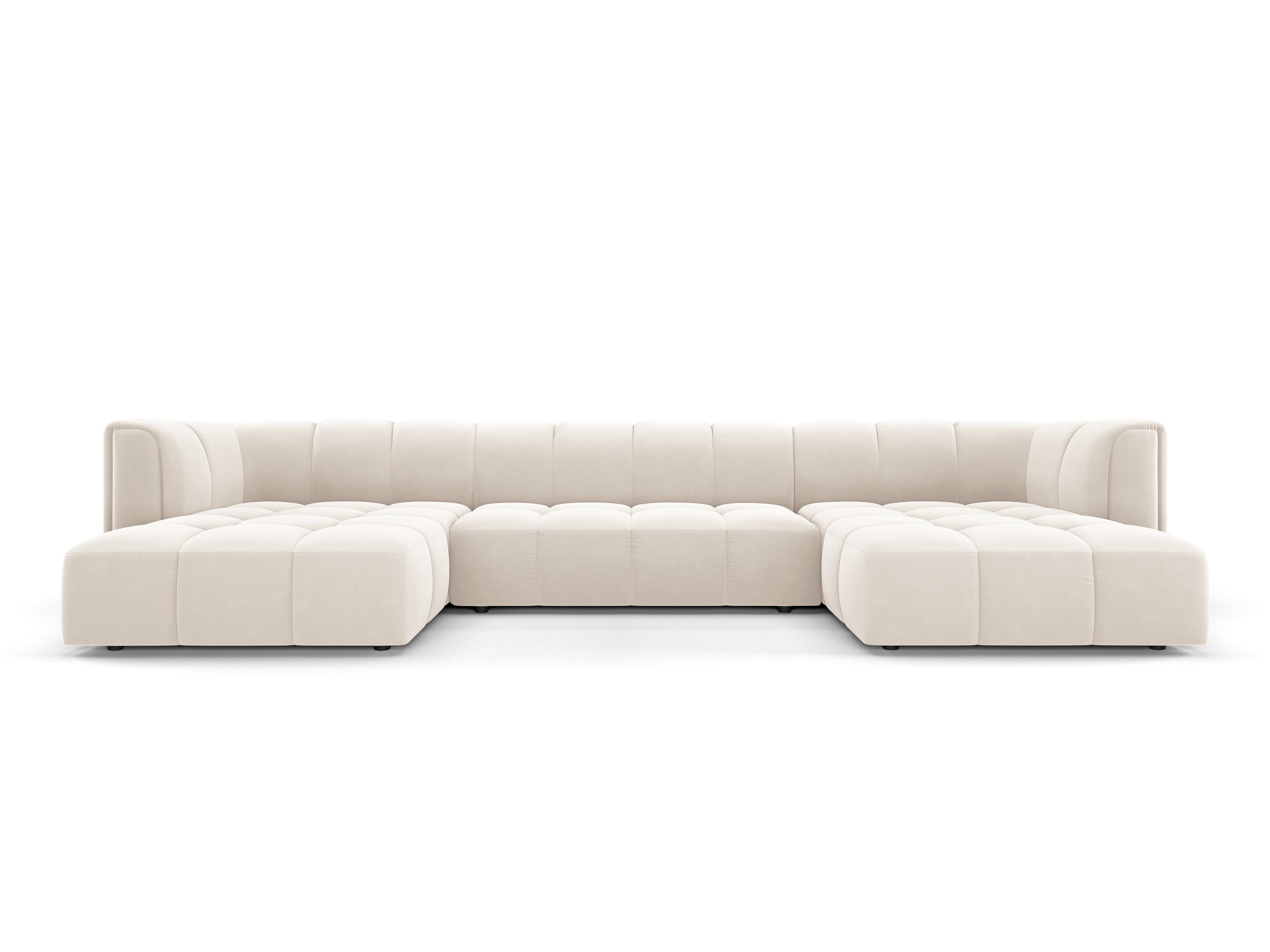 Sofa panoramiczna aksamitna FRANCESCA jasnobeżowy do salonu