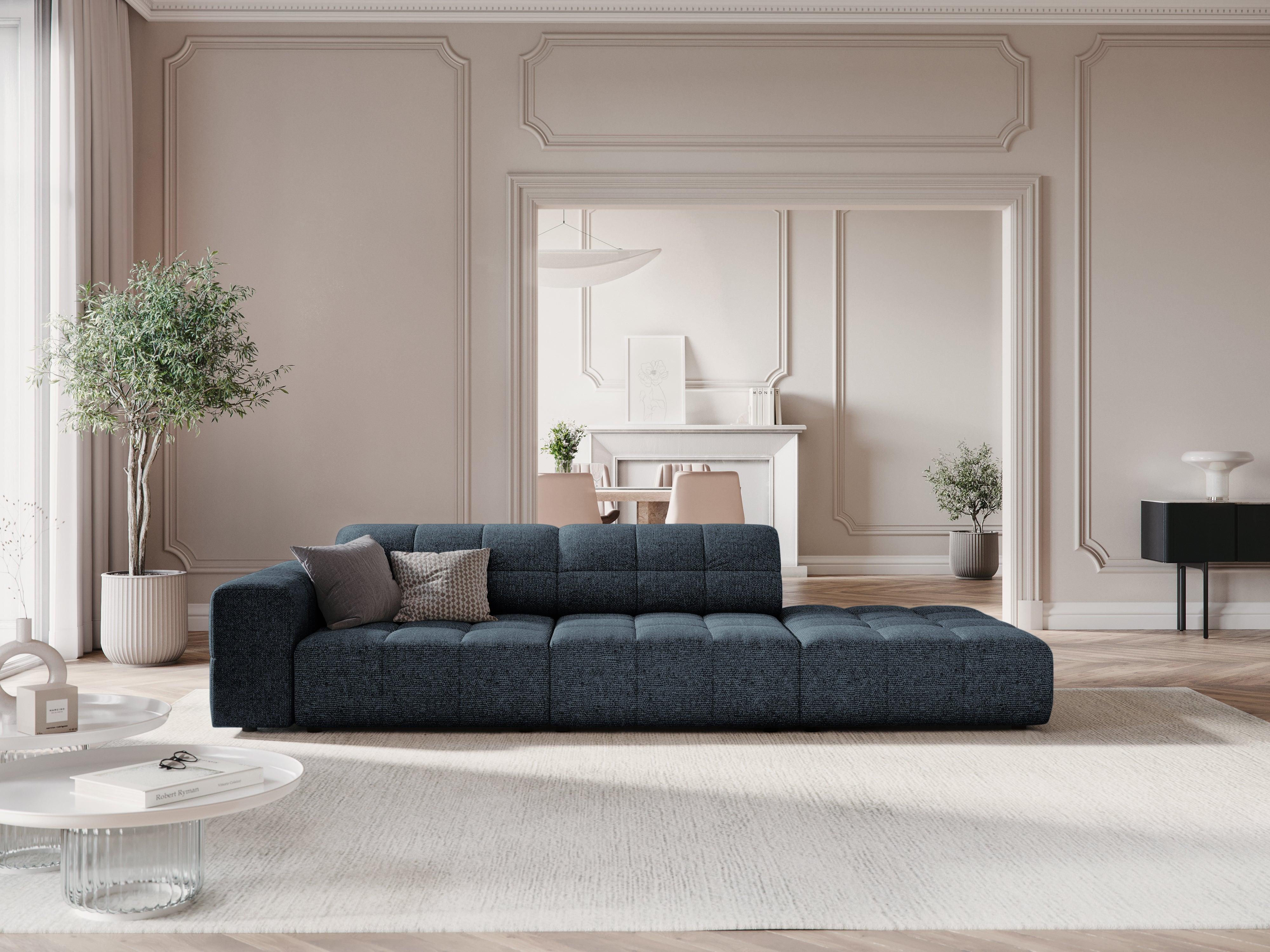 Sofa prawostronna 3-osobowa CHICAGO niebieski szenil Cosmopolitan Design Eye on Design