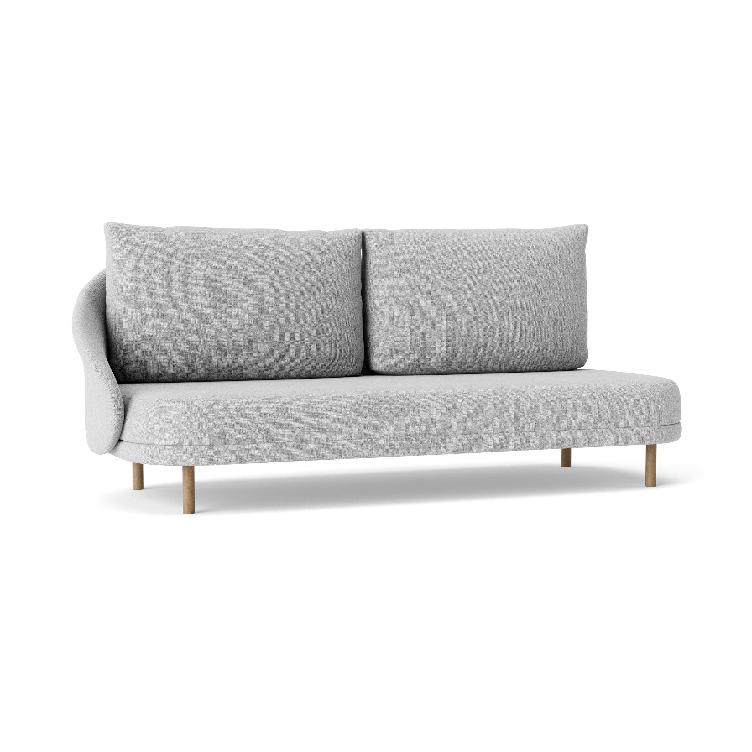 Sofa prawostronna NEW WAVE dębowy NORR11 naturalny dębowy tkanina jasnoszary Eye on Design